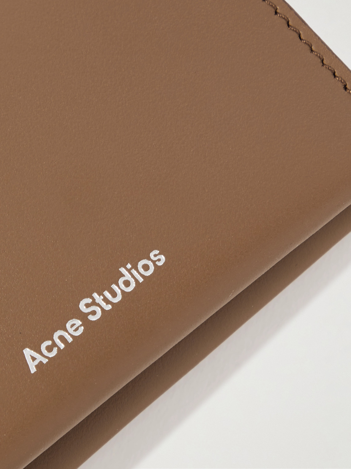 Shop Acne Studios Logo-print Leather Bifold Cardholder In Brown