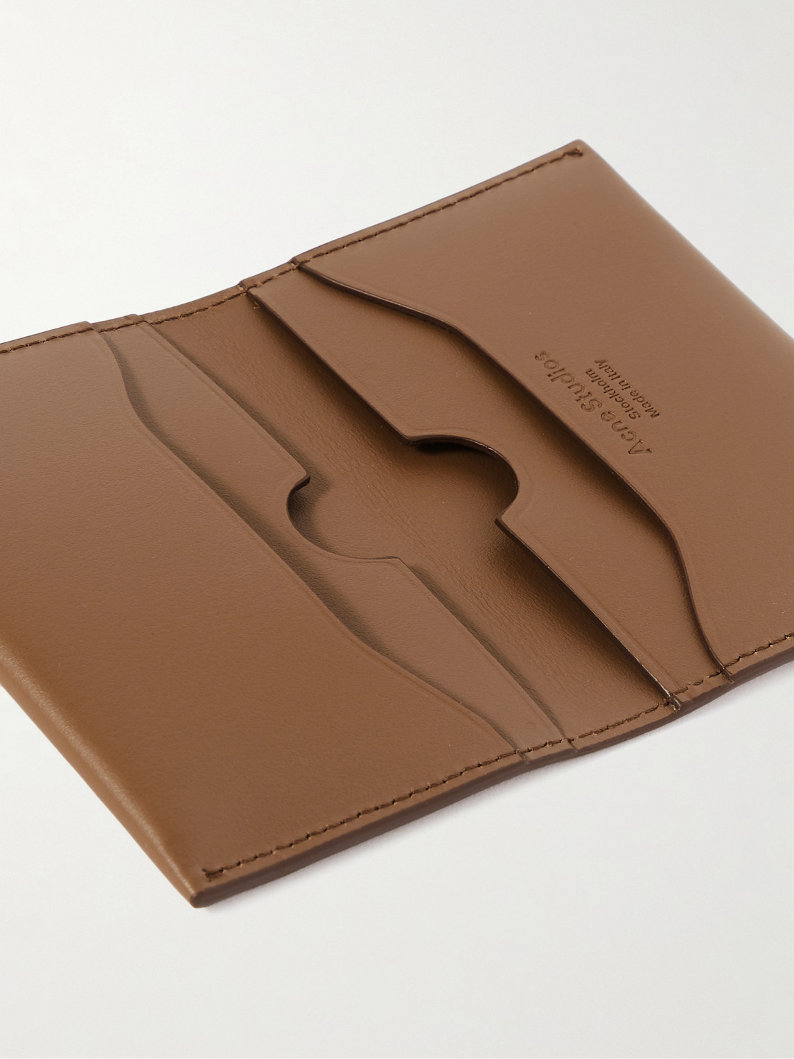 Shop Acne Studios Logo-print Leather Bifold Cardholder In Brown