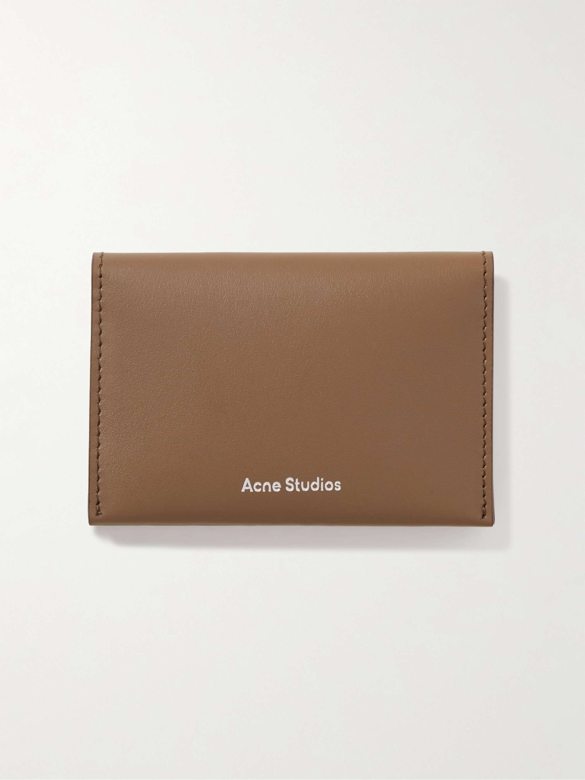 ACNE STUDIOS レザー 二つ折りカードケース ロゴプリント入り