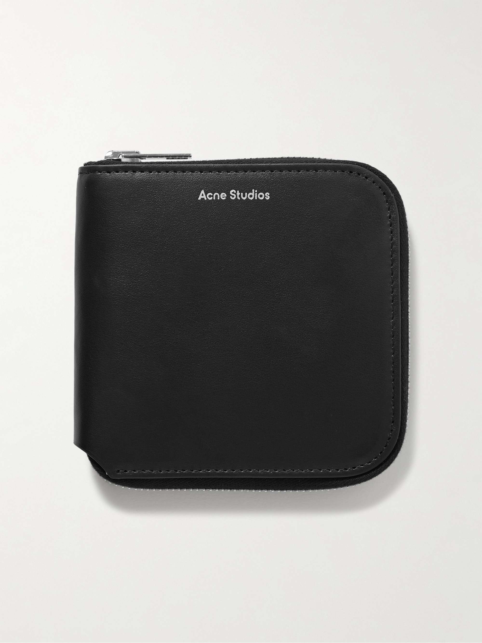 ACNE STUDIOS レザー ジップアラウンドウォレット ロゴプリント入り