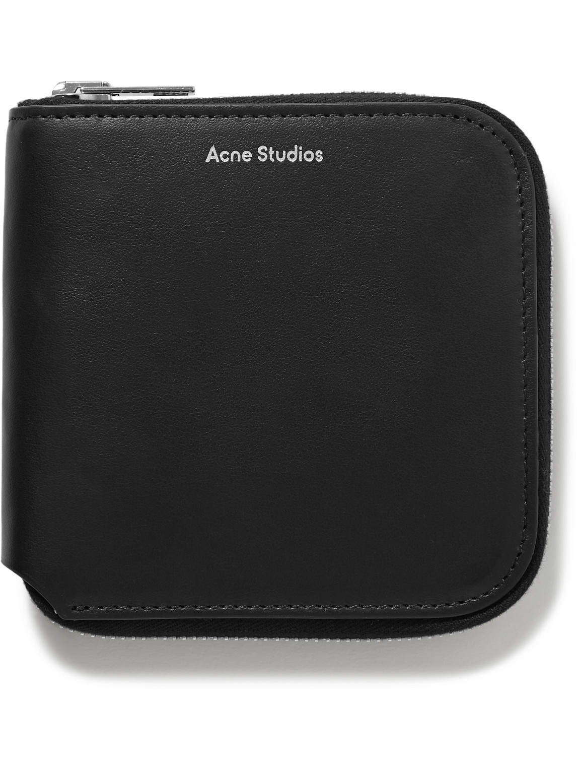 Acne Studios Logo-print Leather Zip-around Wallet In Black
