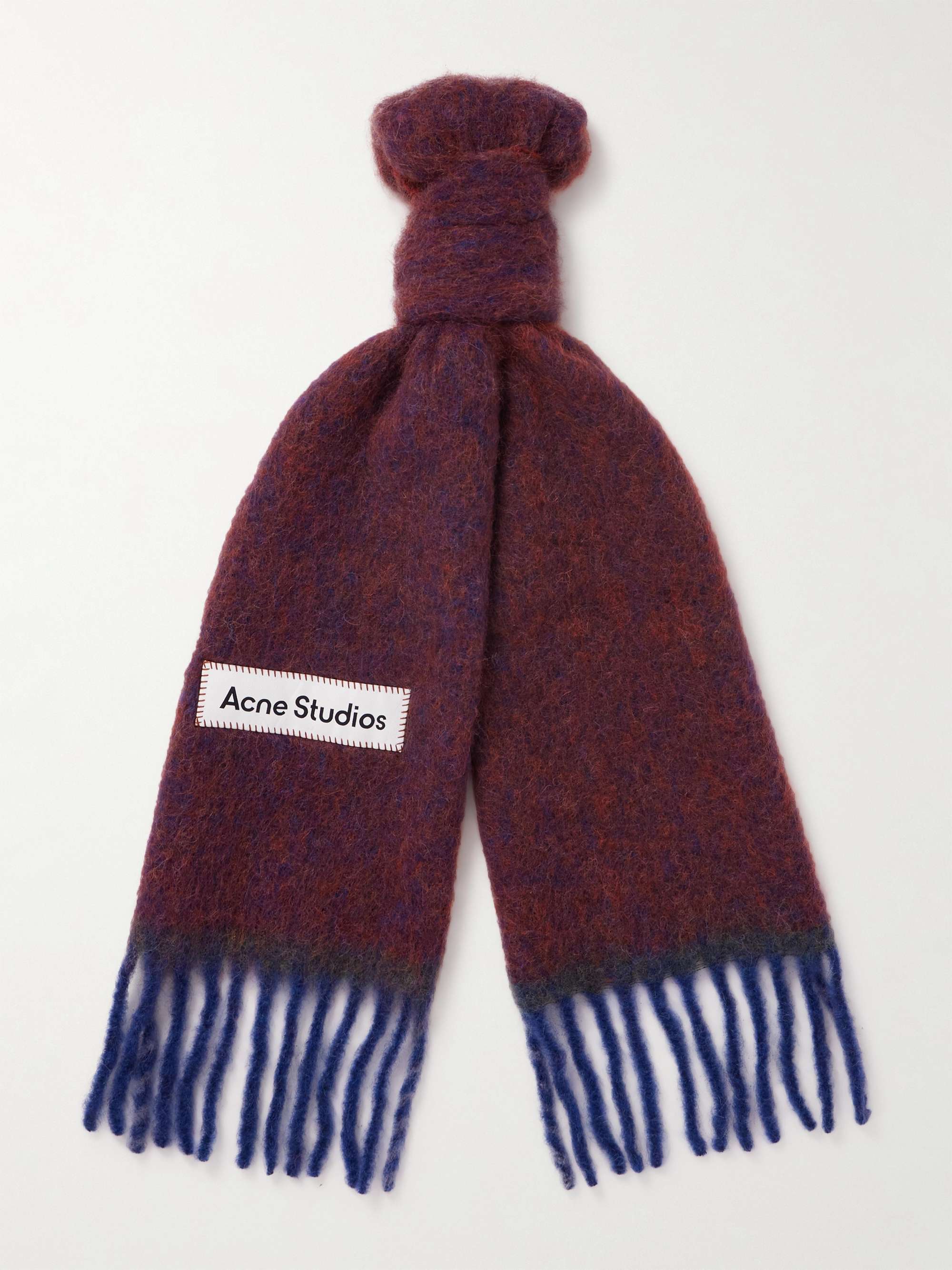 ACNE STUDIOS Vally Two-Tone Checked Knitted Scarf,Purple