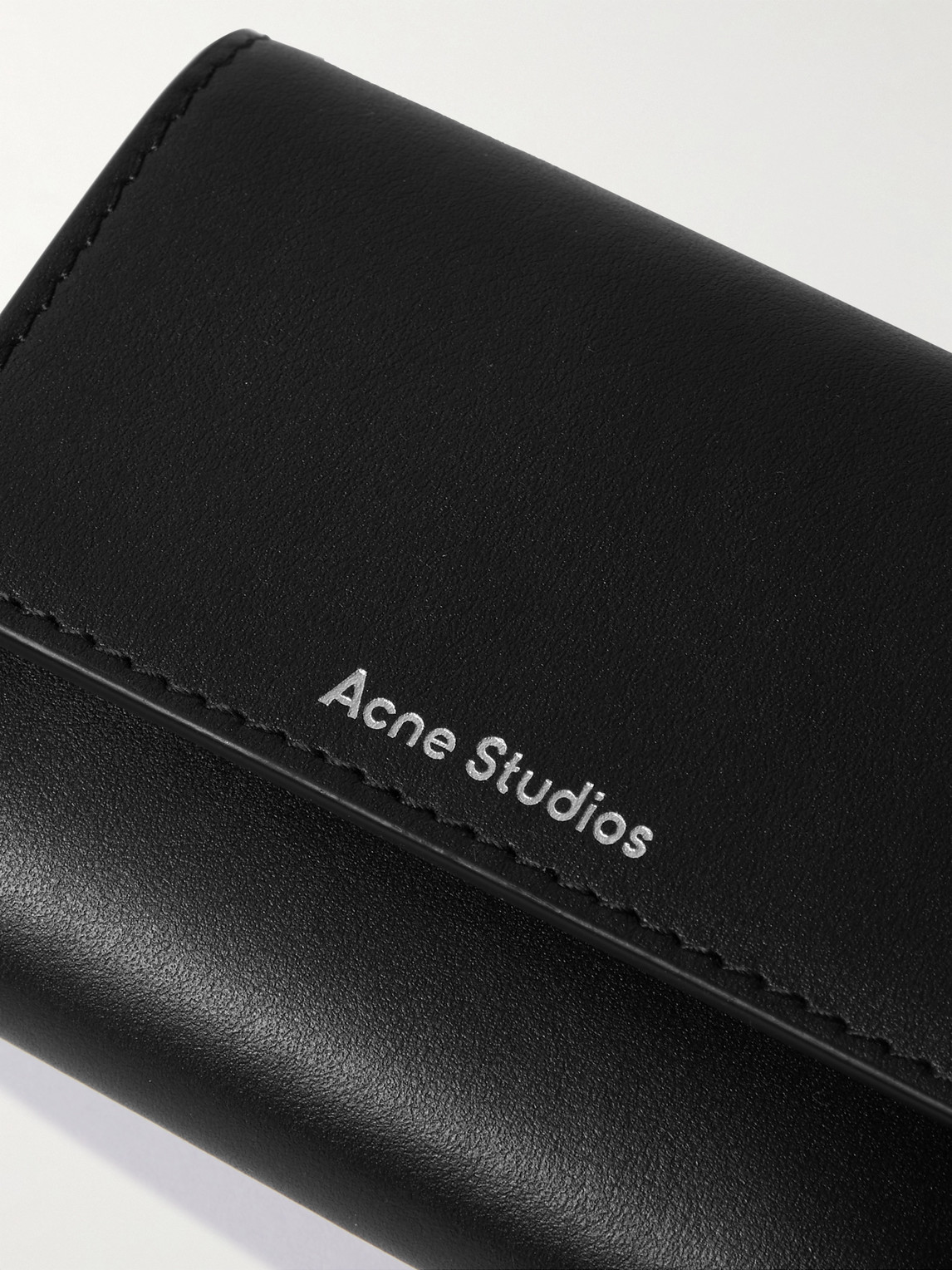 Shop Acne Studios Logo-print Leather Trifold Cardholder In Black