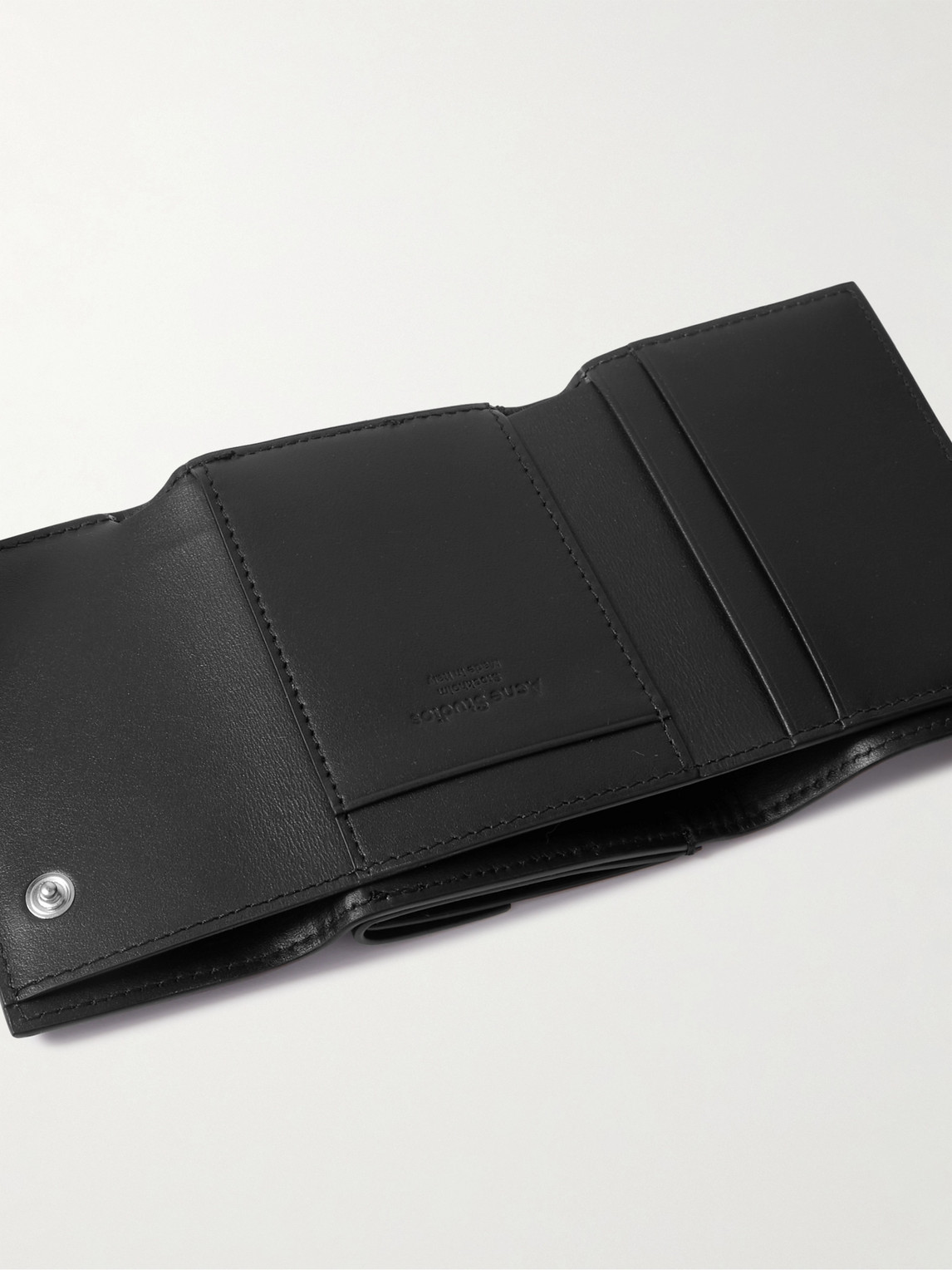 Shop Acne Studios Logo-print Leather Trifold Cardholder In Black