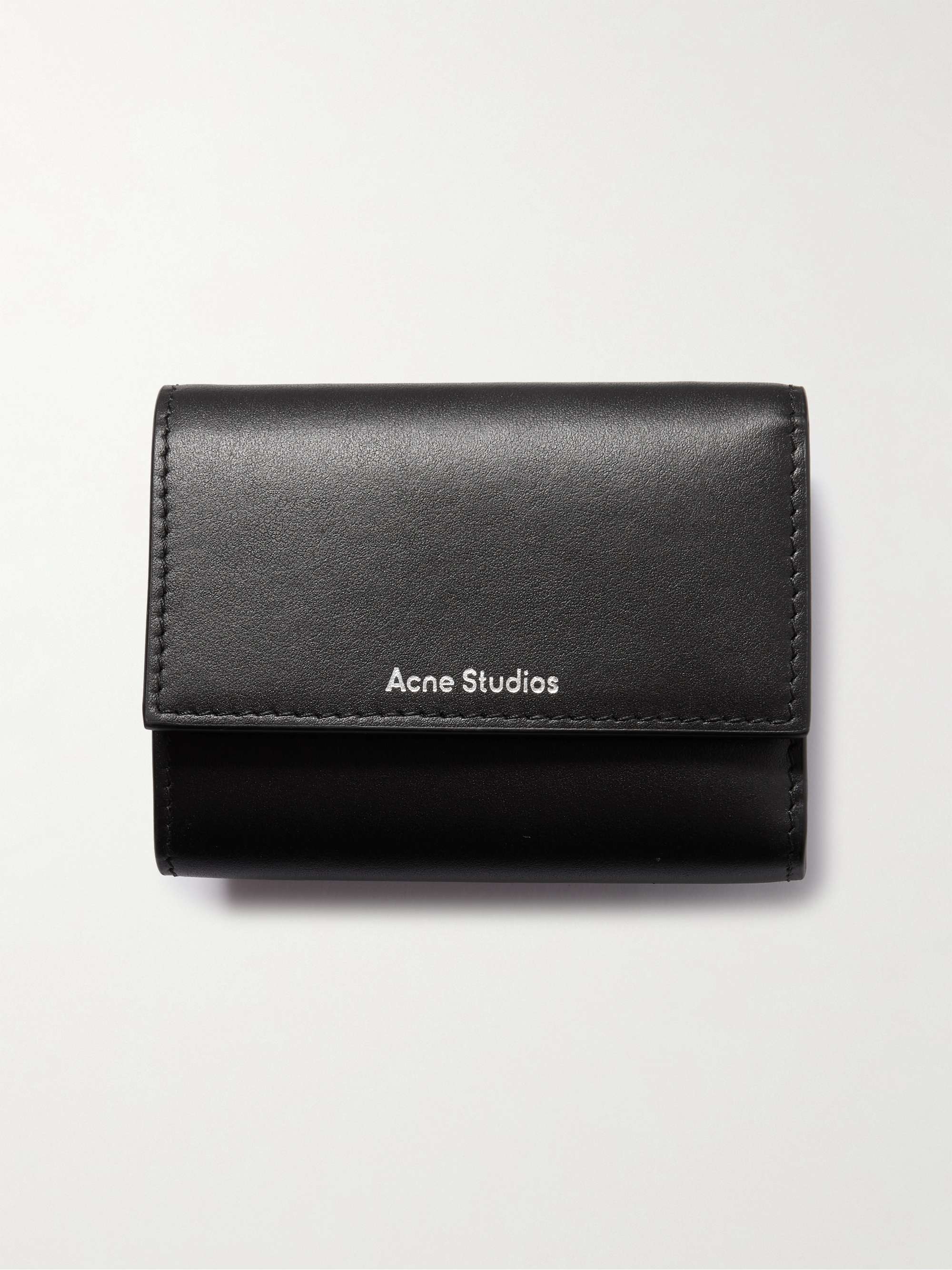 ACNE STUDIOS レザー 三つ折りカードケース ロゴプリント入り