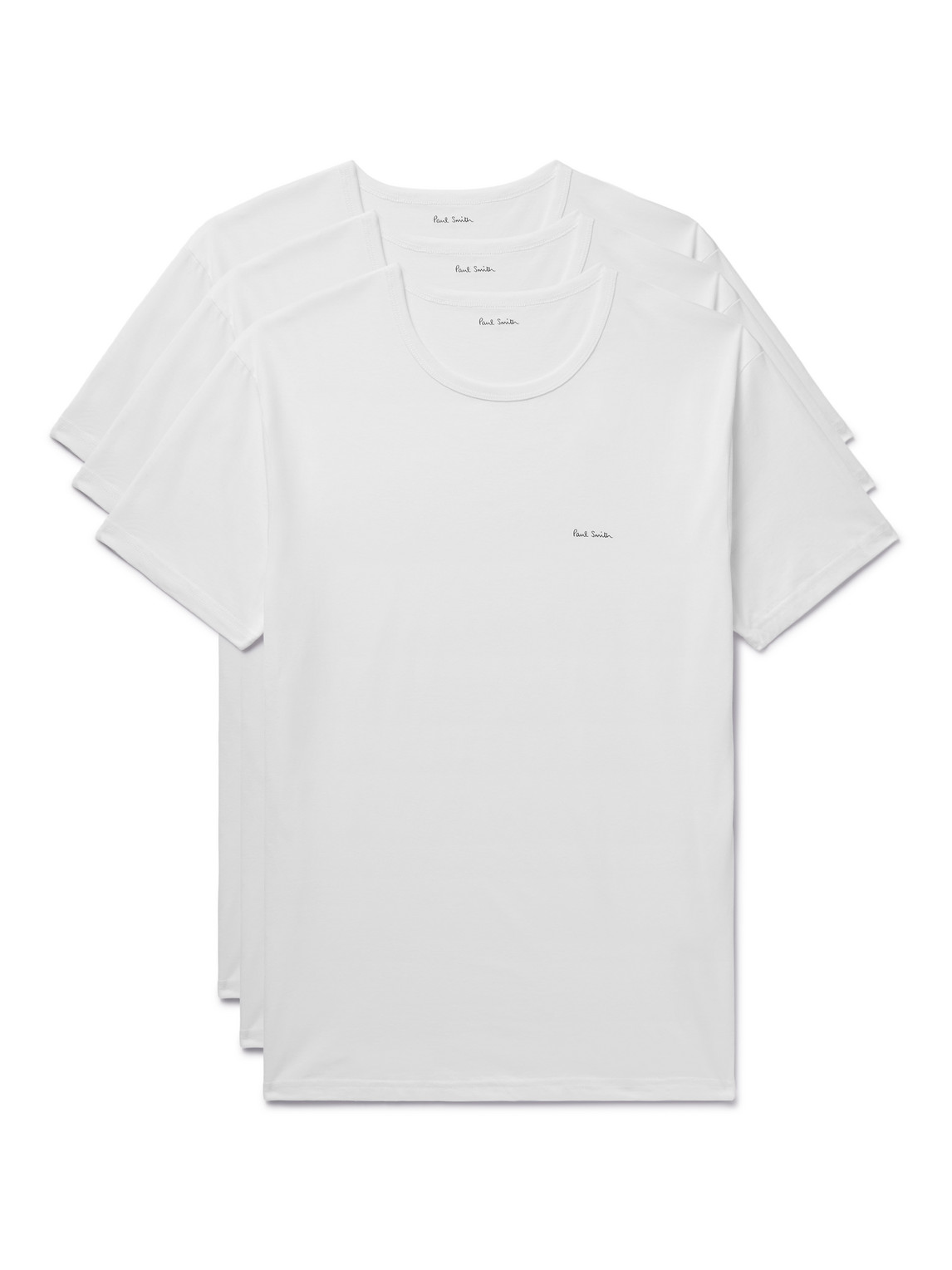 Shop Paul Smith Three-pack Logo-print Organic Cotton-jersey T-shirts In White