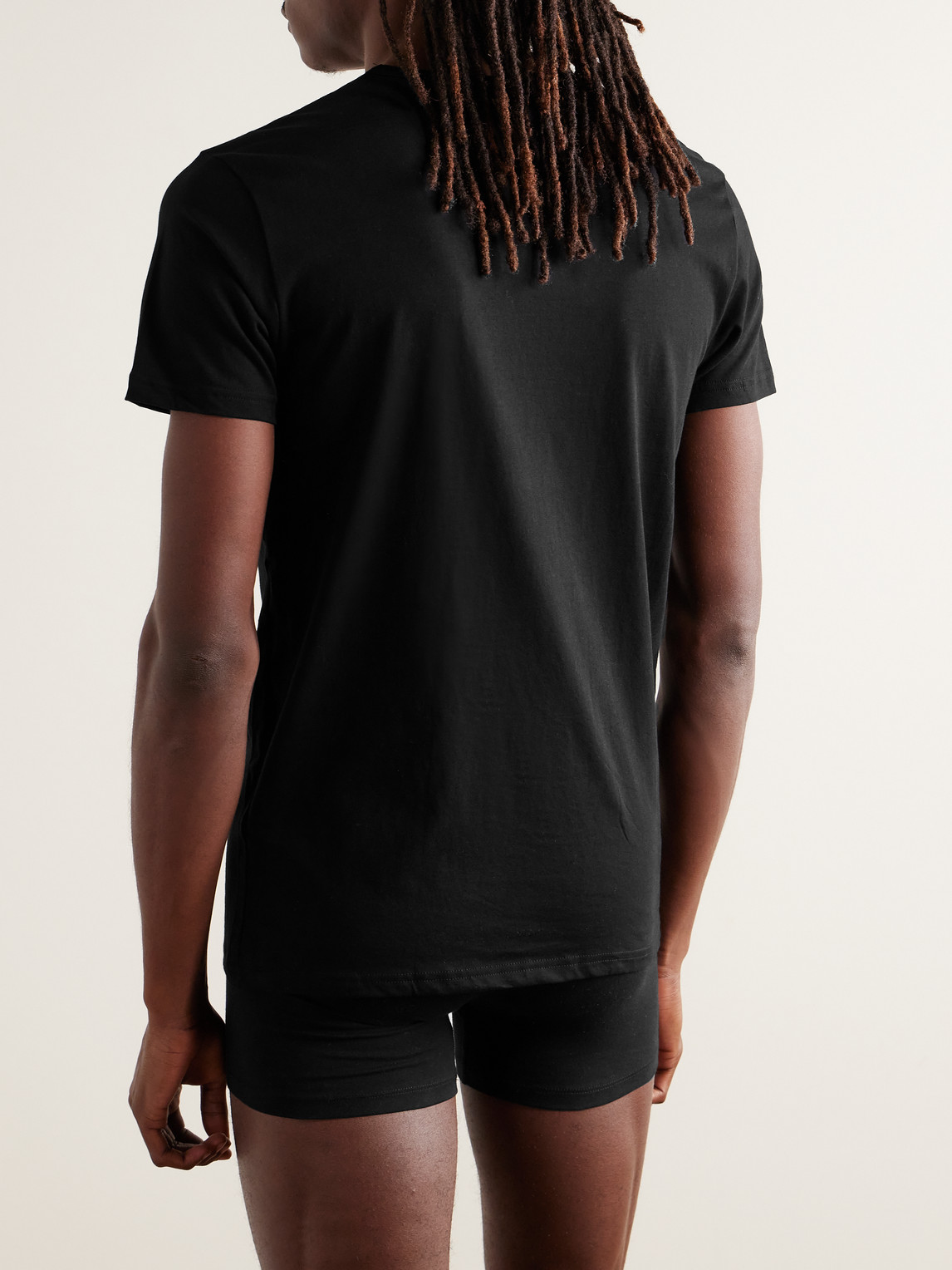 Shop Paul Smith Three-pack Slim-fit Logo-print Organic Cotton-jersey T-shirts In Black