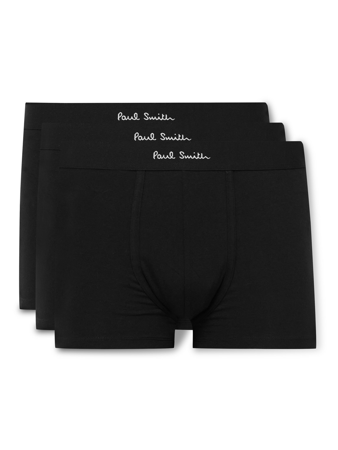 Shop Paul Smith Three-pack Stretch Organic Cotton Boxer Briefs In Black