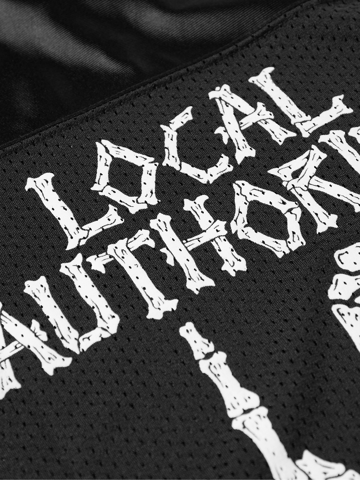 Shop Local Authority La Bones Fufc Logo-print Satin-twill And Mesh T-shirt In Black