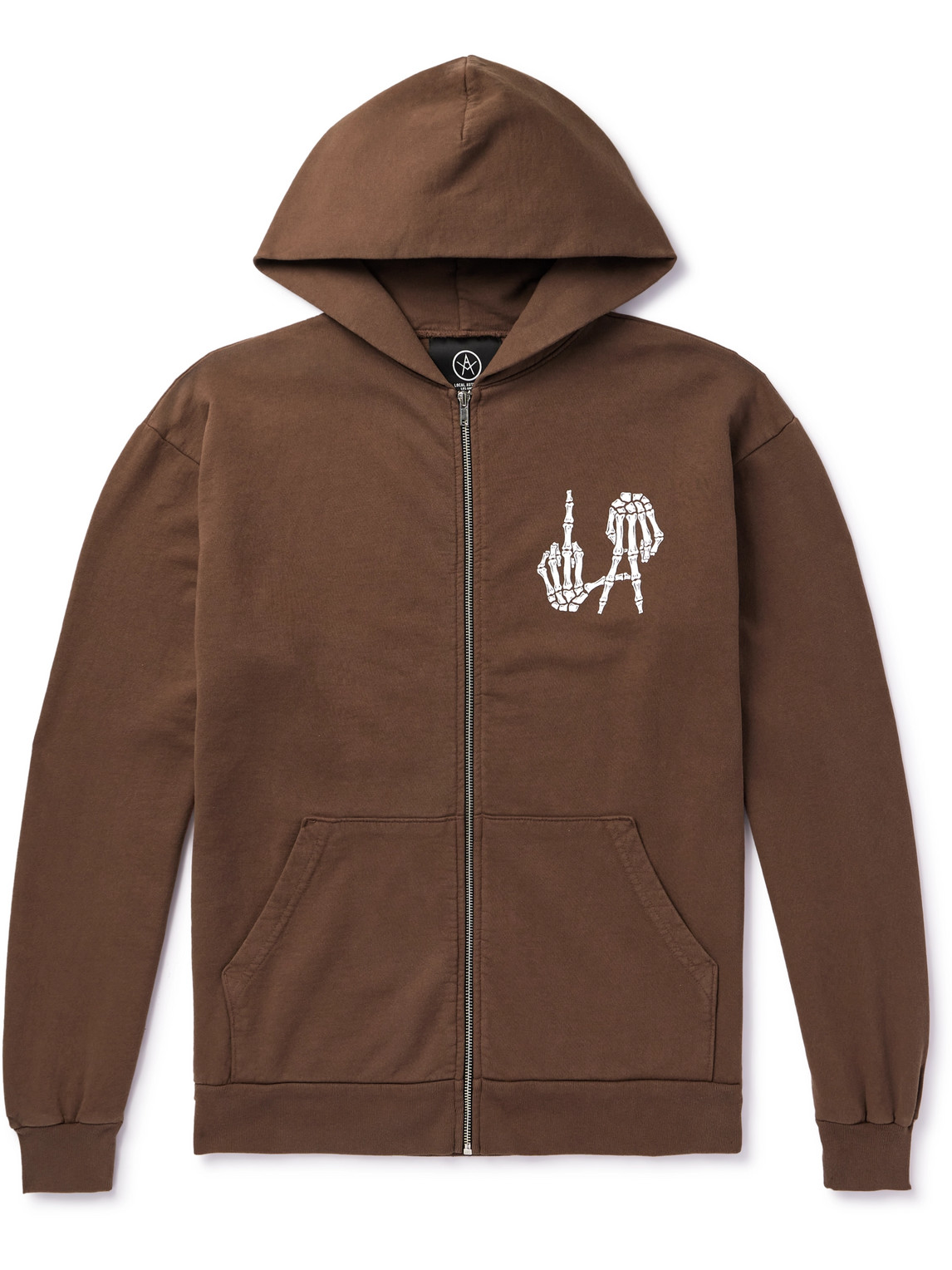 LA Bones Printed Cotton-Jersey Zip-Up Hoodie