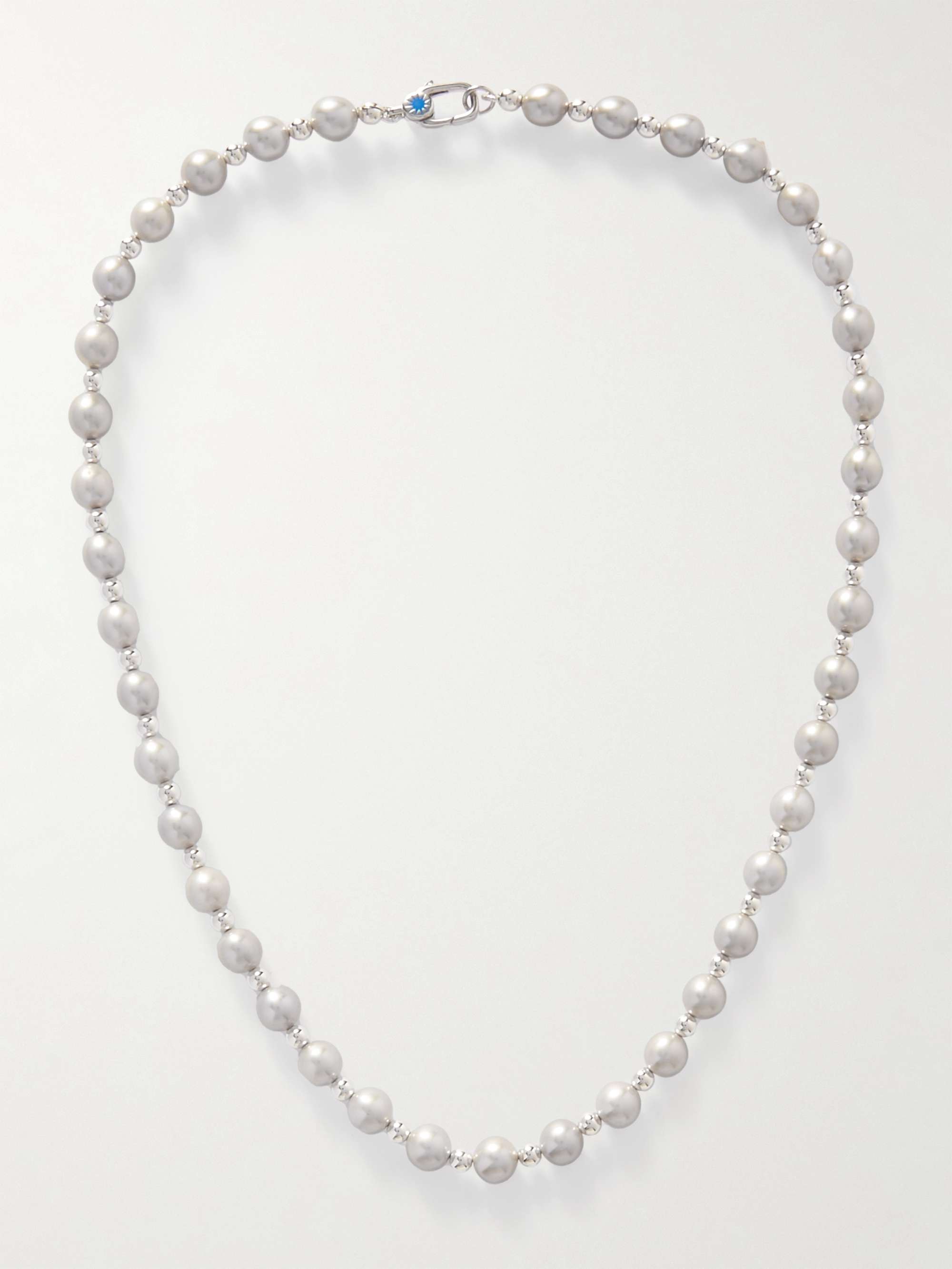 POLITE WORLDWIDE Silver Pearl and Enamel Necklace for Men MR PORTER
