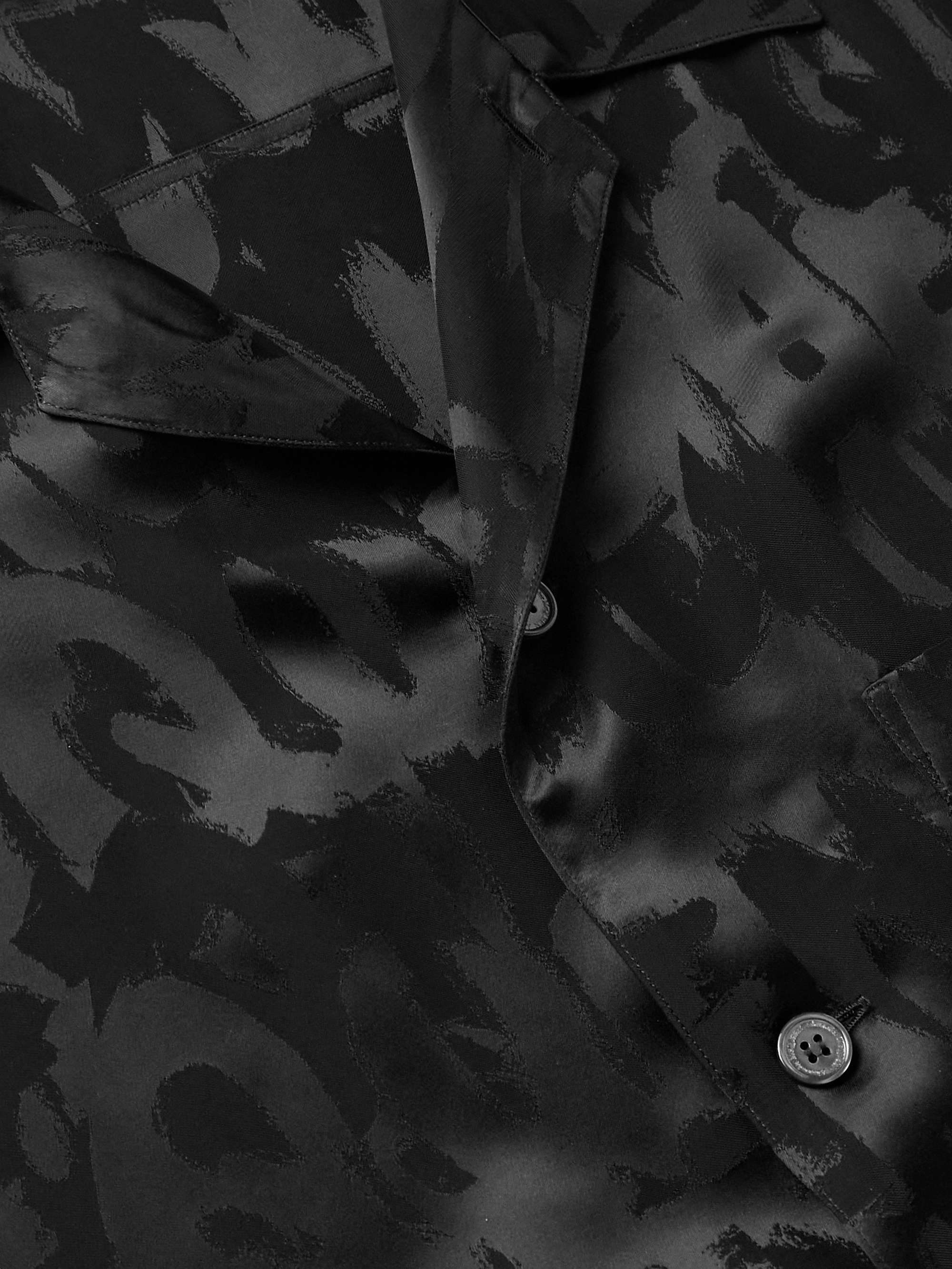 ALEXANDER MCQUEEN Camp-Collar Logo-Jacquard Satin Shirt for Men | MR PORTER