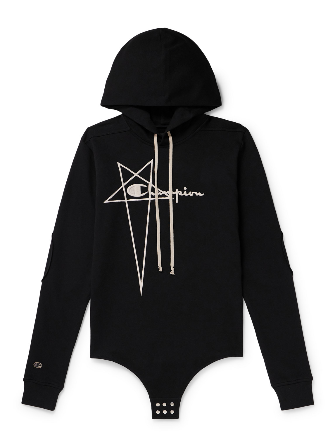 Rick Owens - Champion Embroidered Organic Cotton-Jersey Hoodie Rick Owens - Champion Embroidered Organic Cotton-Jersey Hoodie
