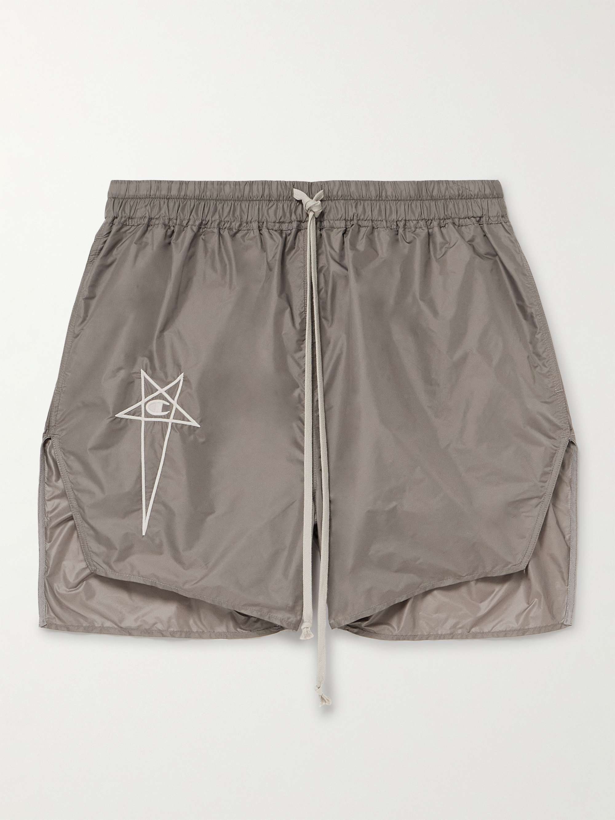 RICK OWENS + Champion Dolphin Straight-Leg Embroidered Recycled-Shell ...