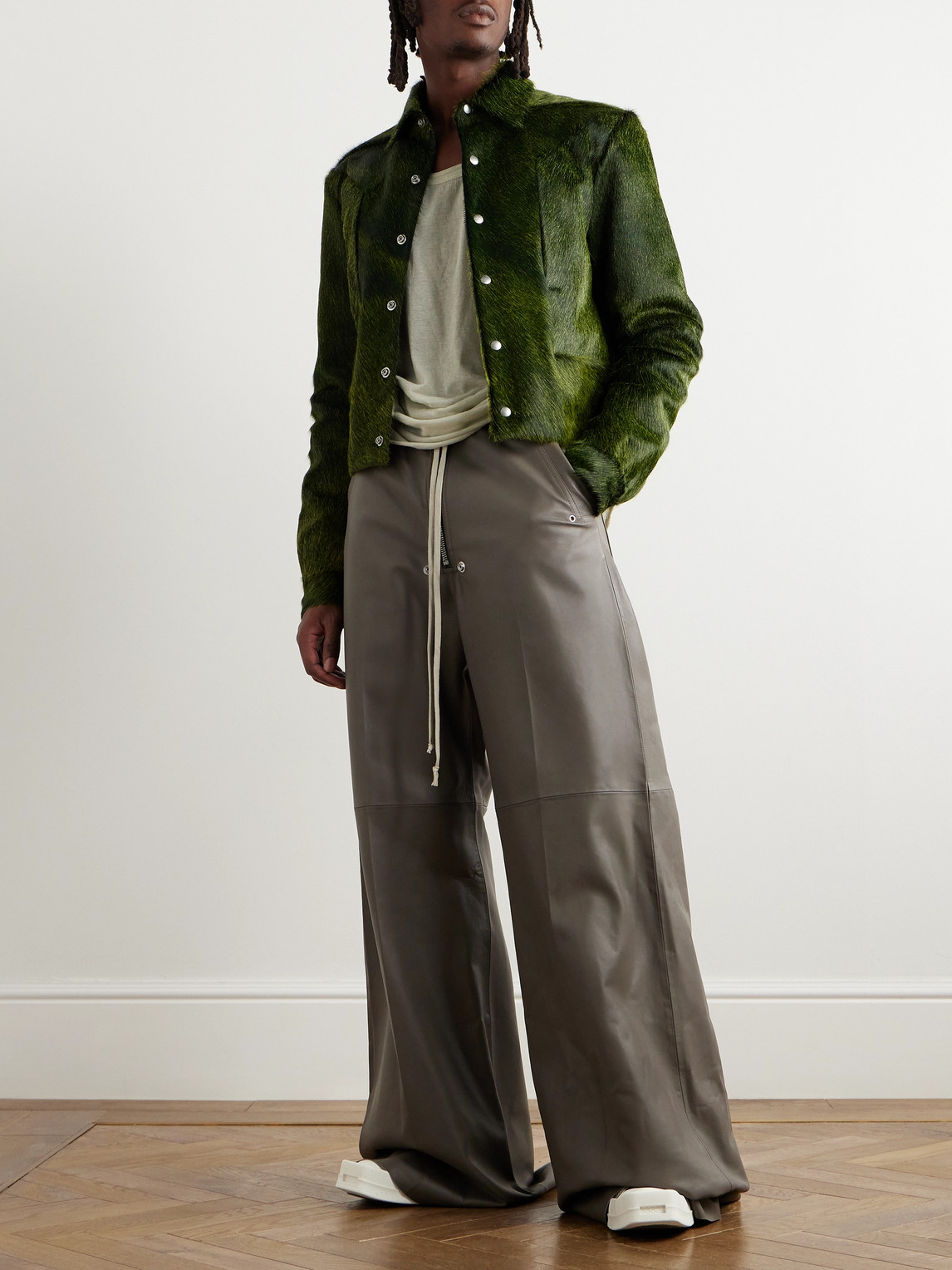 Rick Owens Cowhide Alice Strobe Jacket In Green ModeSens