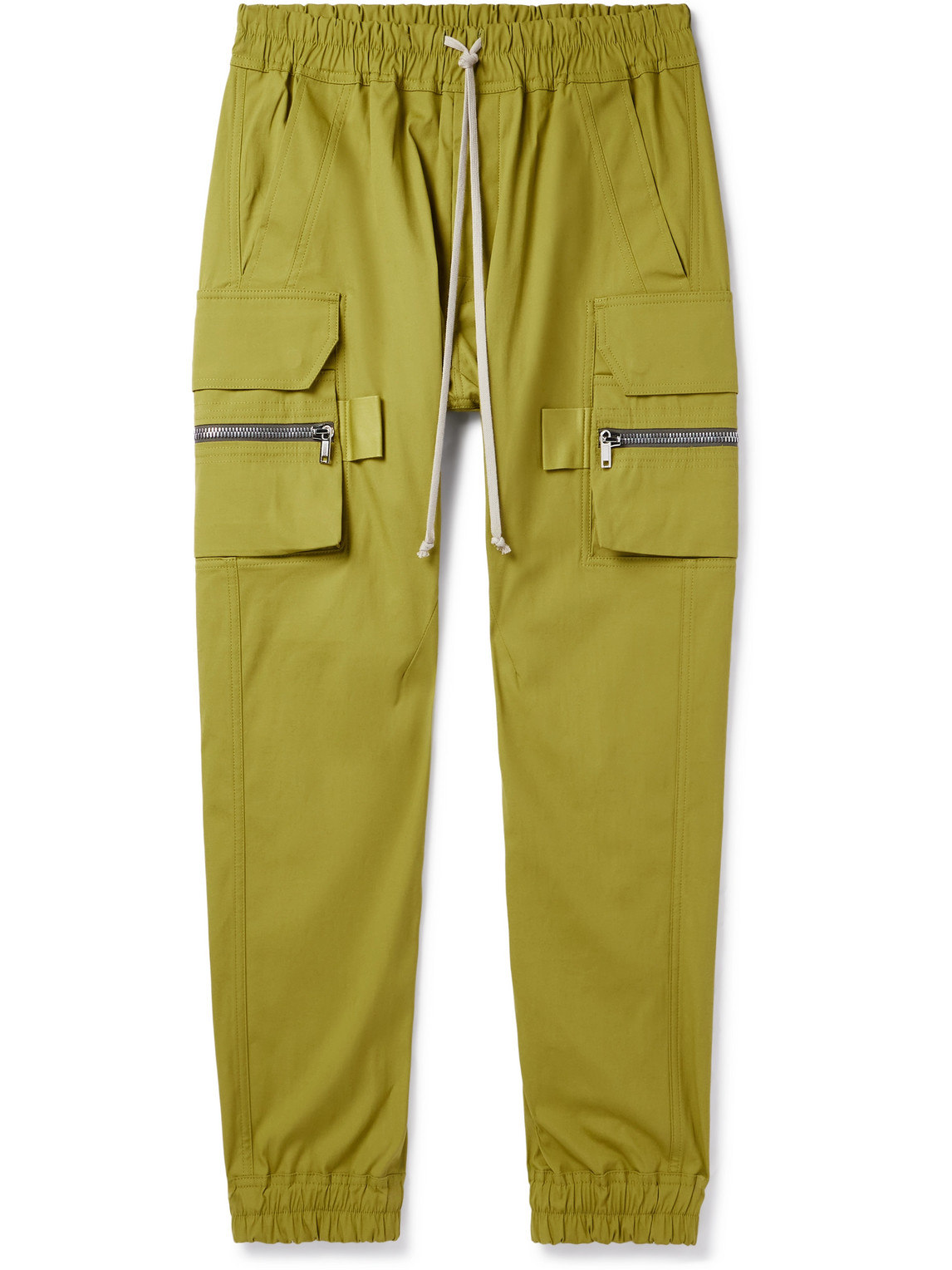 Rick Owens Mastodon Skinny-fit Cotton-jersey Drawstring Cargo Trousers In Green