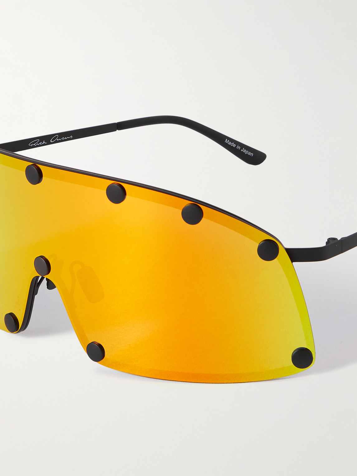 Rick Owens Shielding D-Frame Studded Stainless Steel Sunglasses