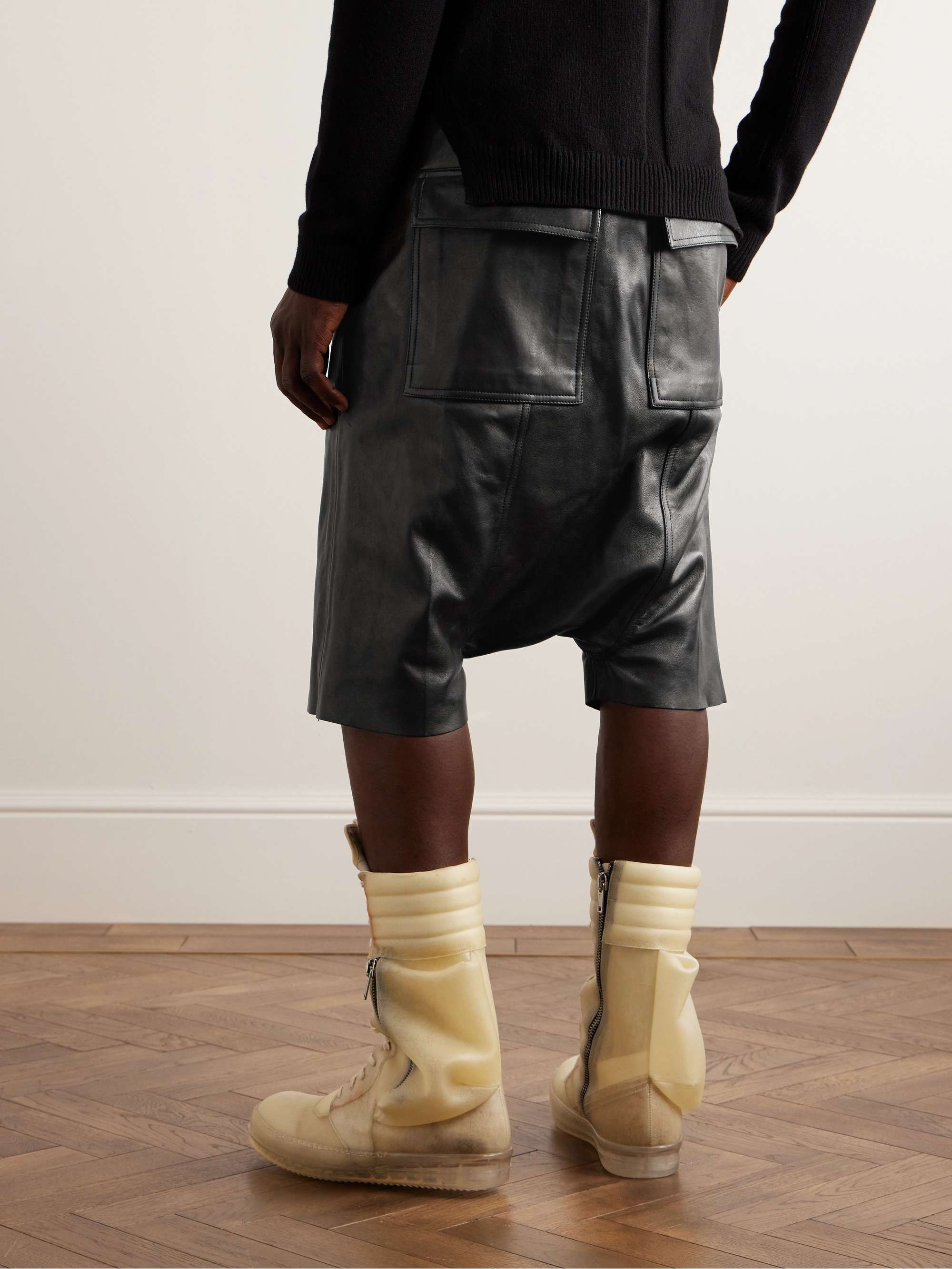 RICK OWENS CARGO PODS SHORTS BLACK Zipper Drawstring Tecuatl