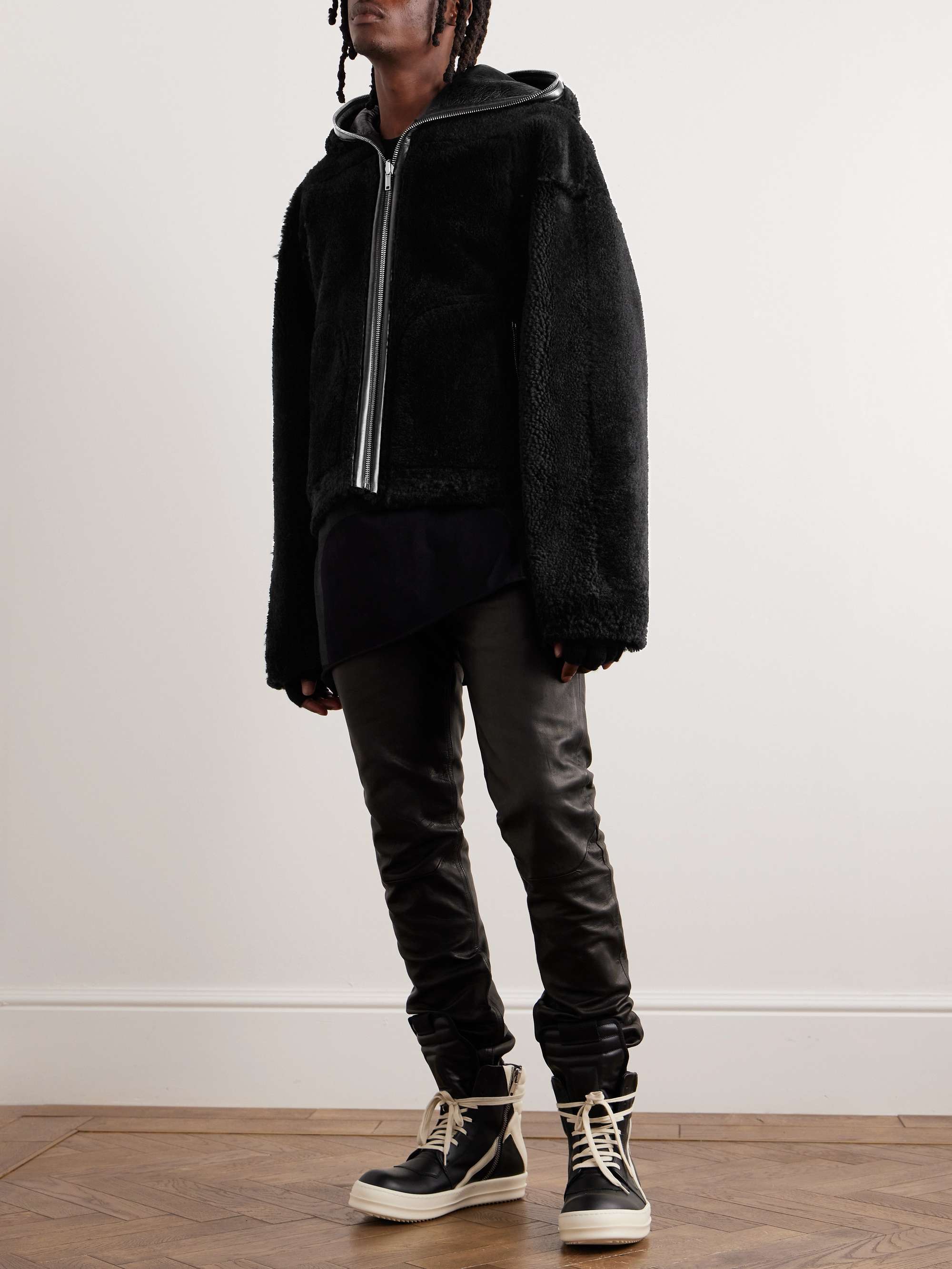 RICK OWENS Reversible Shearling Hooded Jacket for Men | MR PORTER