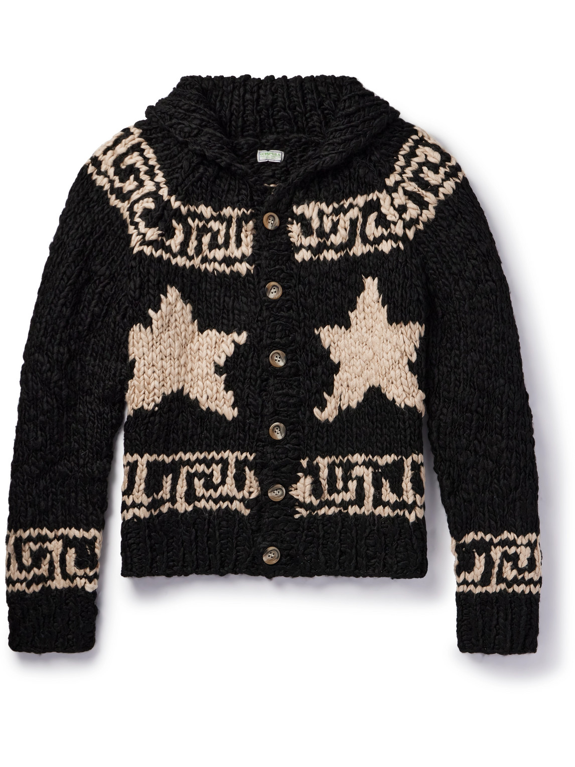 Guess USA Shawl-Collar Intarsia-Knit Cardigan