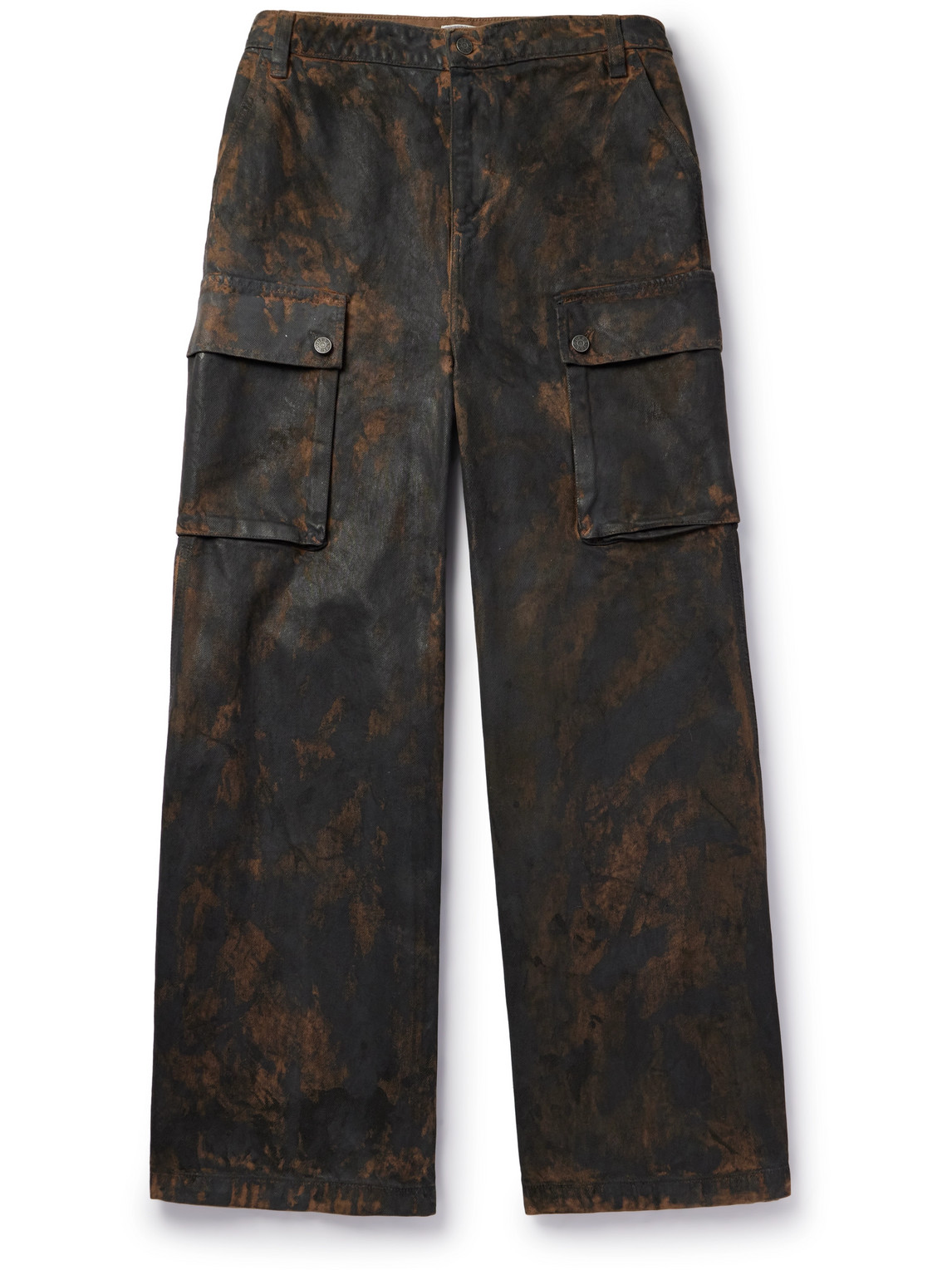 Guess USA Wide-Leg Camouflage-Print Cotton-Gabardine Trousers