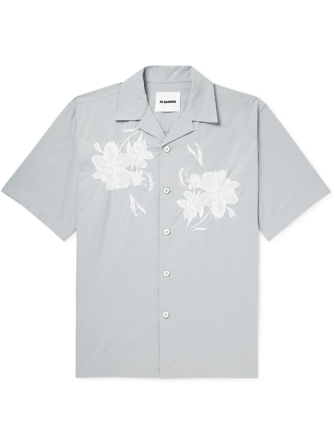 JIL SANDER EMBROIDERED COTTON-POPLIN SHIRT