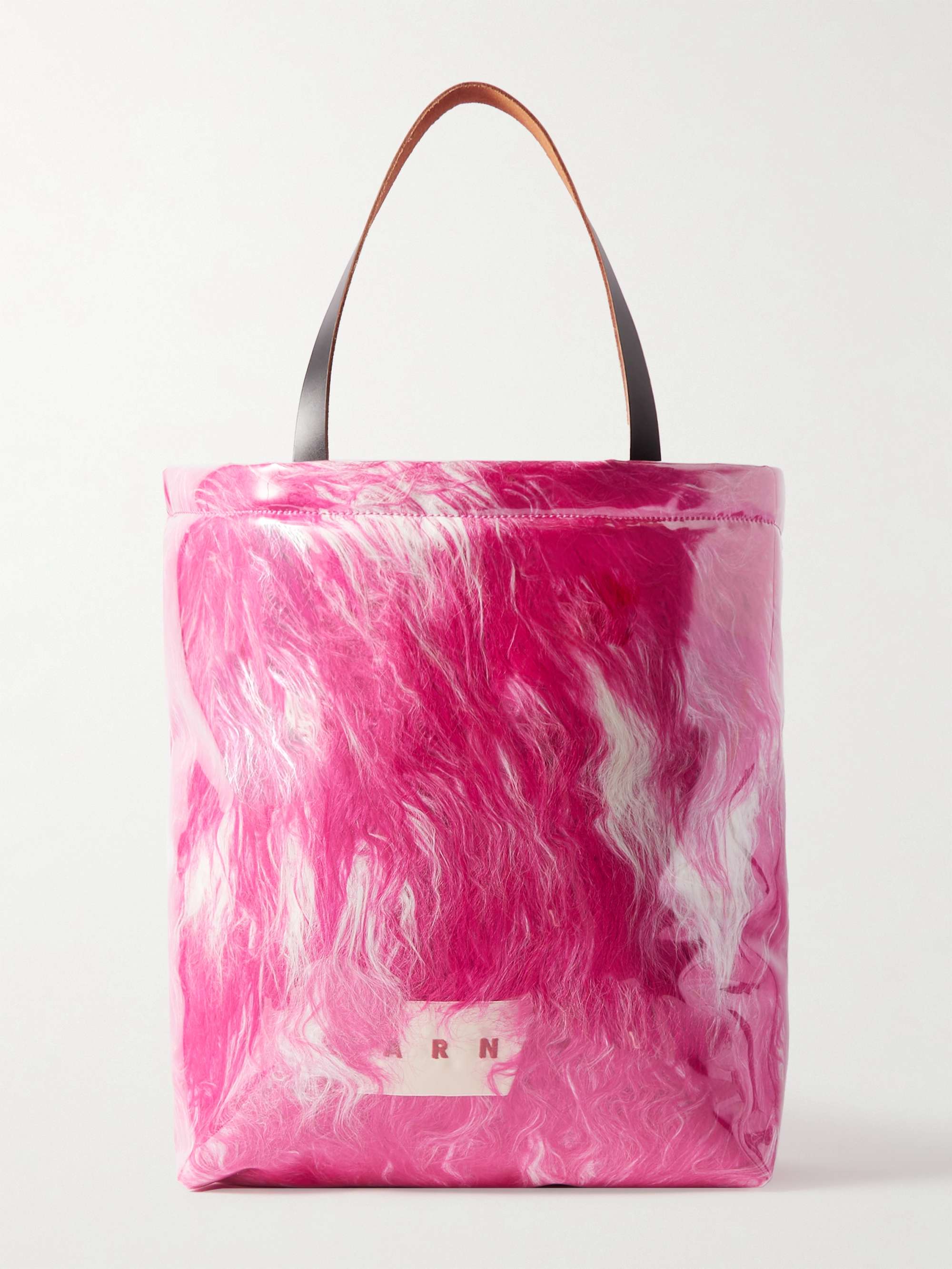 Logo Faux Fur Top Handle Bag