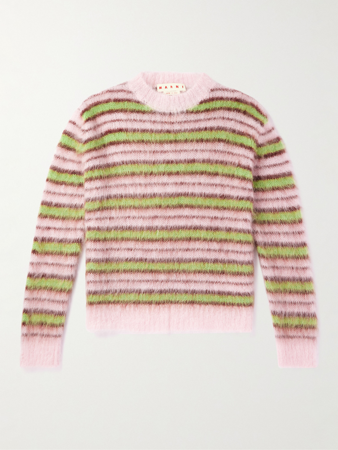 Marni Striped Mohair-blend Sweater In Pink