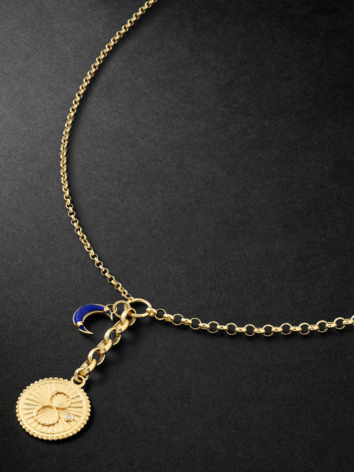 Foundrae Mixed Belcher 18-karat Gold, Lapis Lazuli And Diamond Necklace