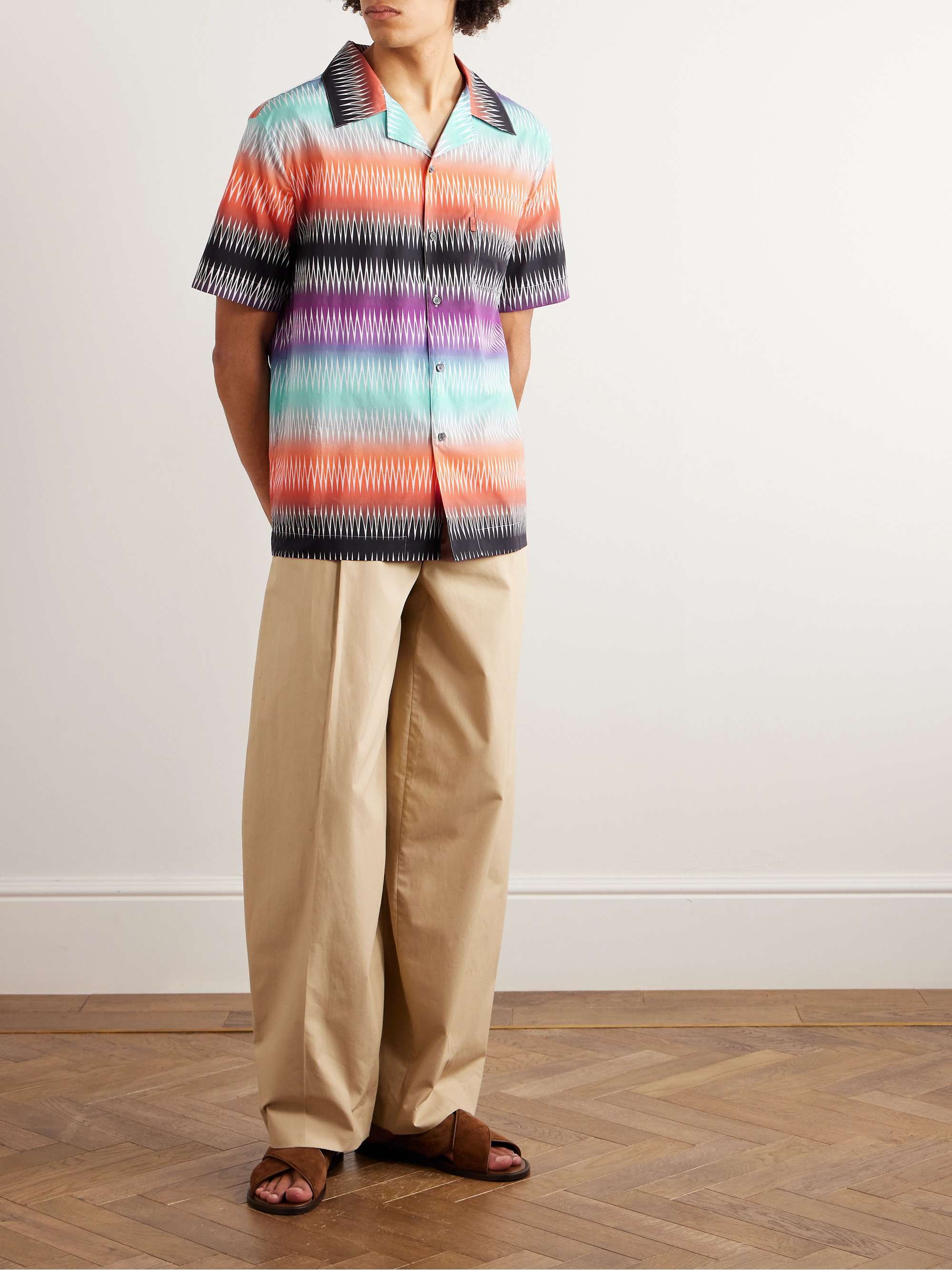 Camp Collar Printed Cotton Poplin Shirt