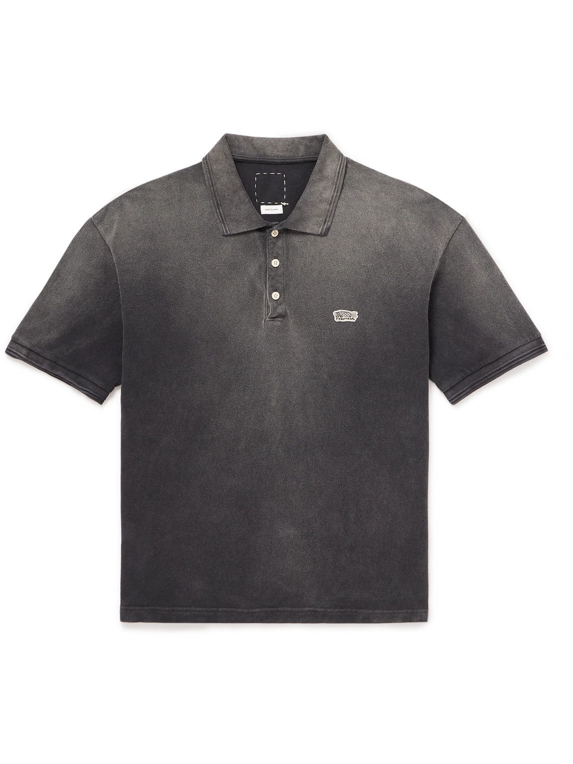 Visvim Jumbo Weller Logo-appliquéd Cotton-piqué Polo Shirt In Black