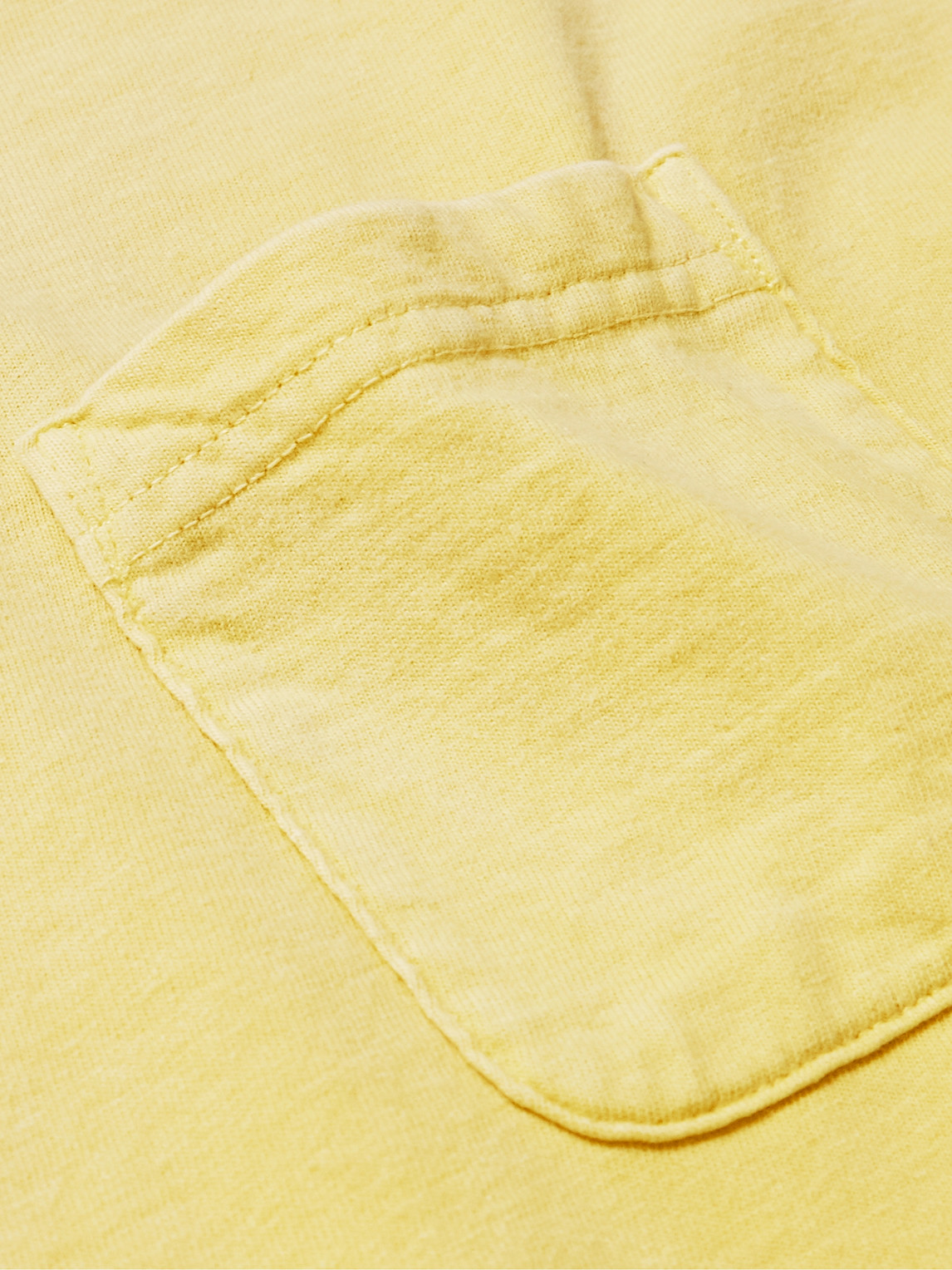 Shop Visvim Jumbo Distressed Cotton-jersey T-shirt In Yellow