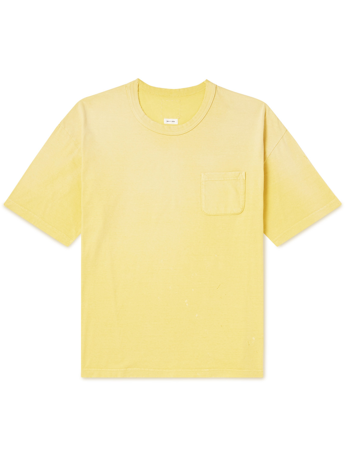 Visvim Jumbo Distressed Cotton-jersey T-shirt In Yellow