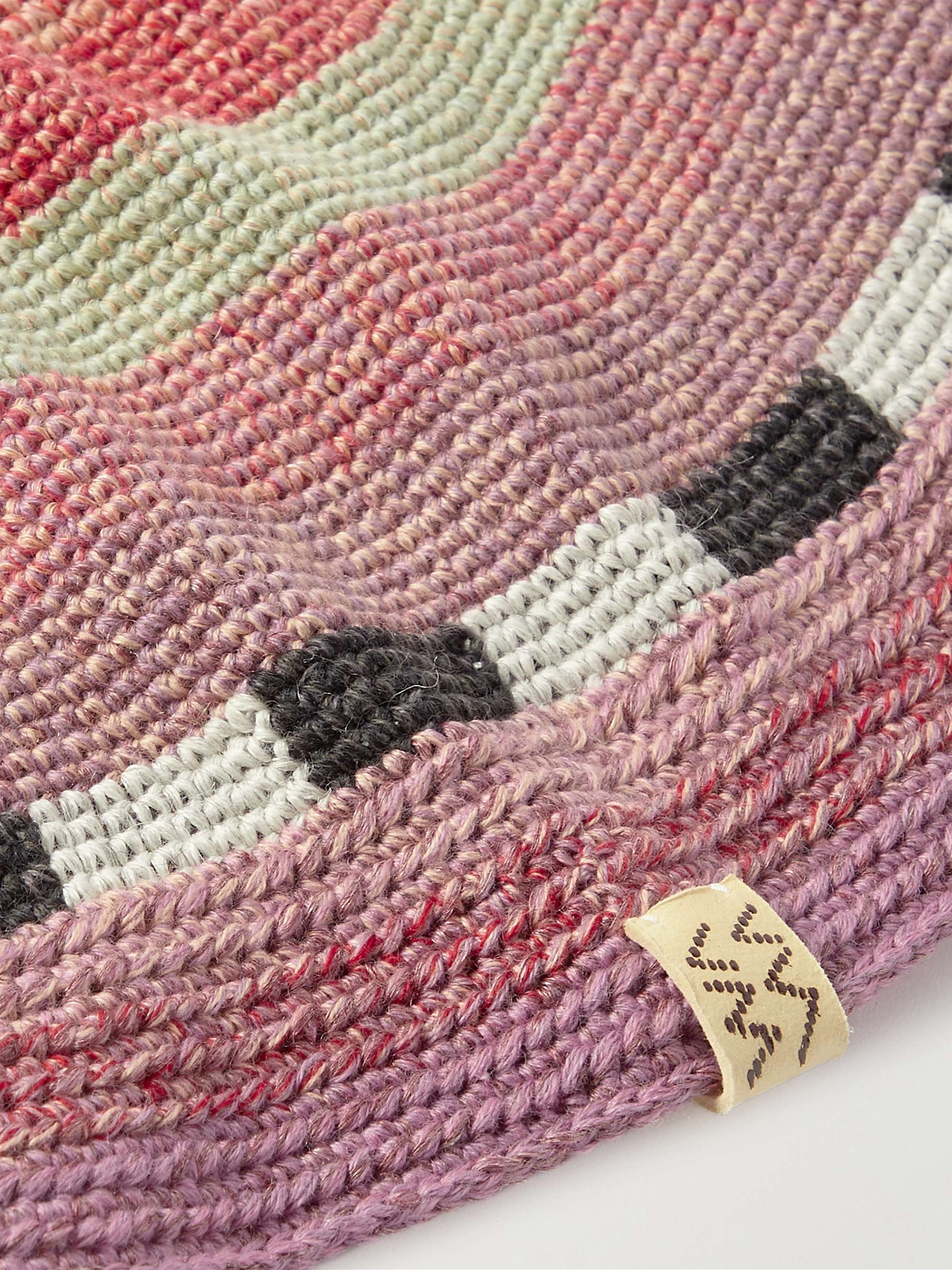 VISVIM Striped Crochet-Knit Wool, Linen and Cotton-Blend Bucket Hat