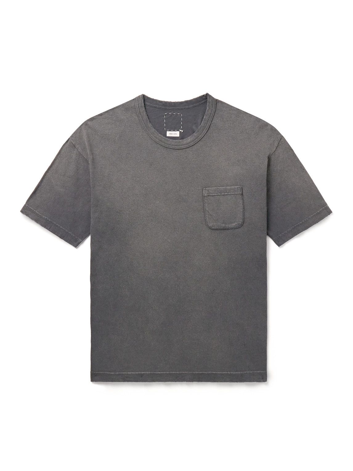 Visvim Distressed Garment-dyed Cotton-jersey T-shirt In Gray