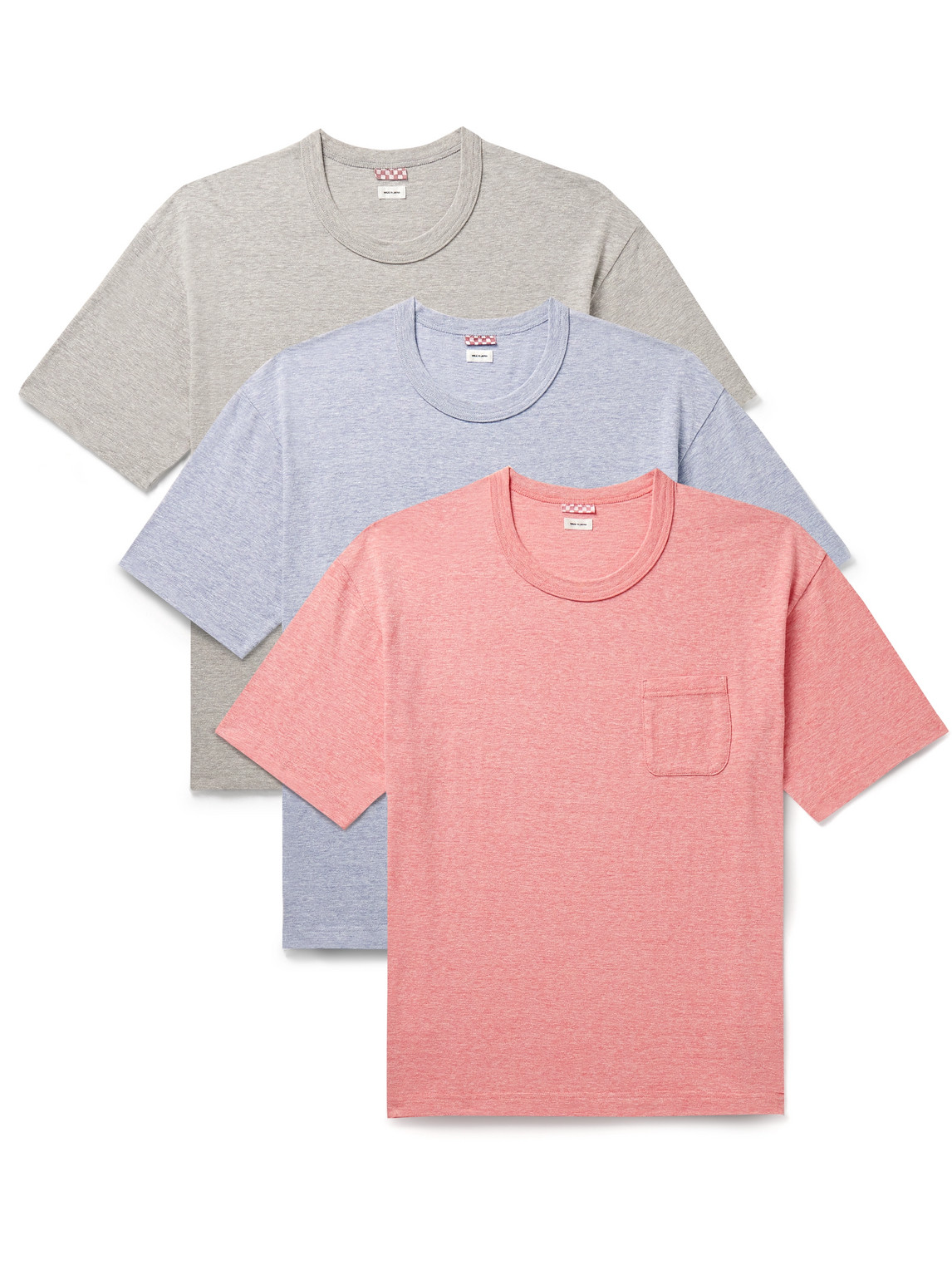 Visvim Sublig Jumbo Three-pack Slub Cotton-blend Jersey T-shirts In Multi