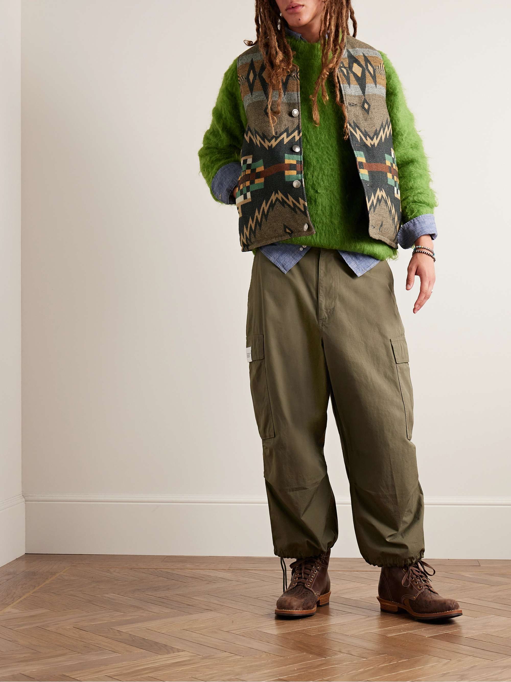 VISVIM Kora Reversible Wool Linen and Cotton Blend Jacquard and