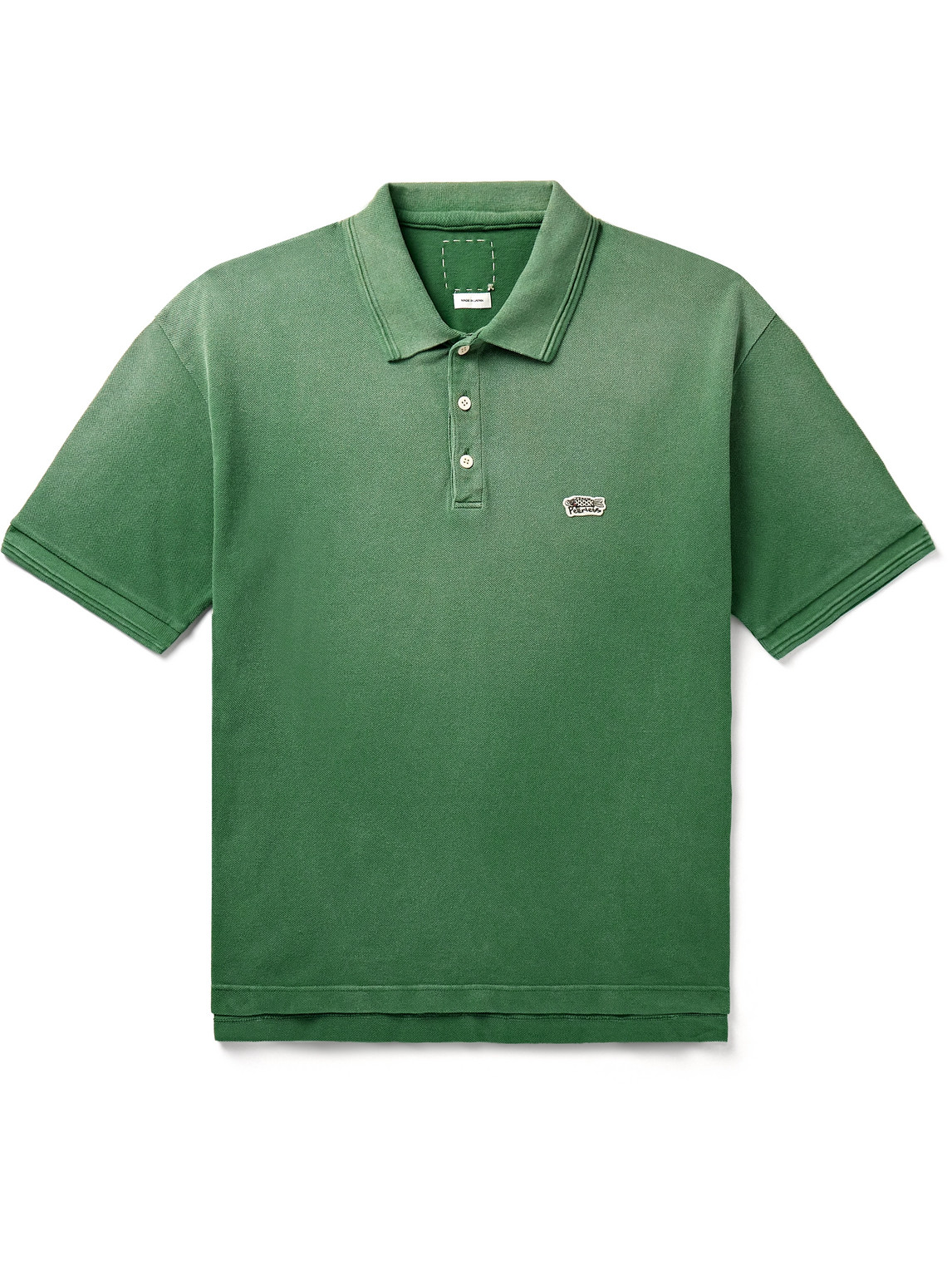 Visvim Jumbo Weller Logo-appliquéd Cotton-piqué Polo Shirt In Green