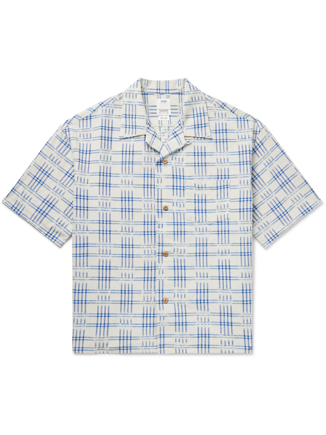 Shop Visvim Crosby Convertible-collar Cotton And Linen-blend Shirt In Neutrals