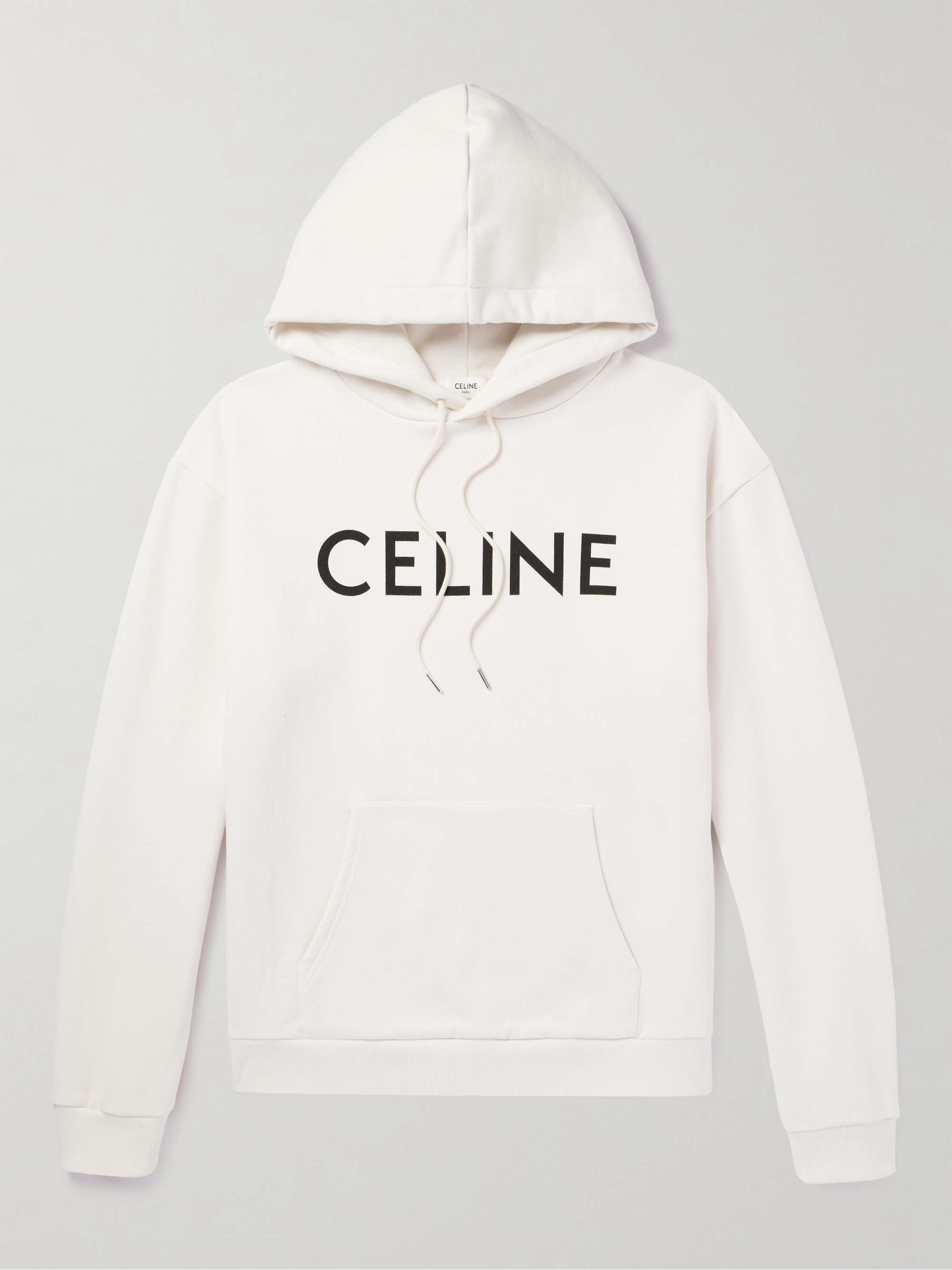 CELINE HOMME Logo-Print Cotton-Jersey Hoodie for Men | MR PORTER