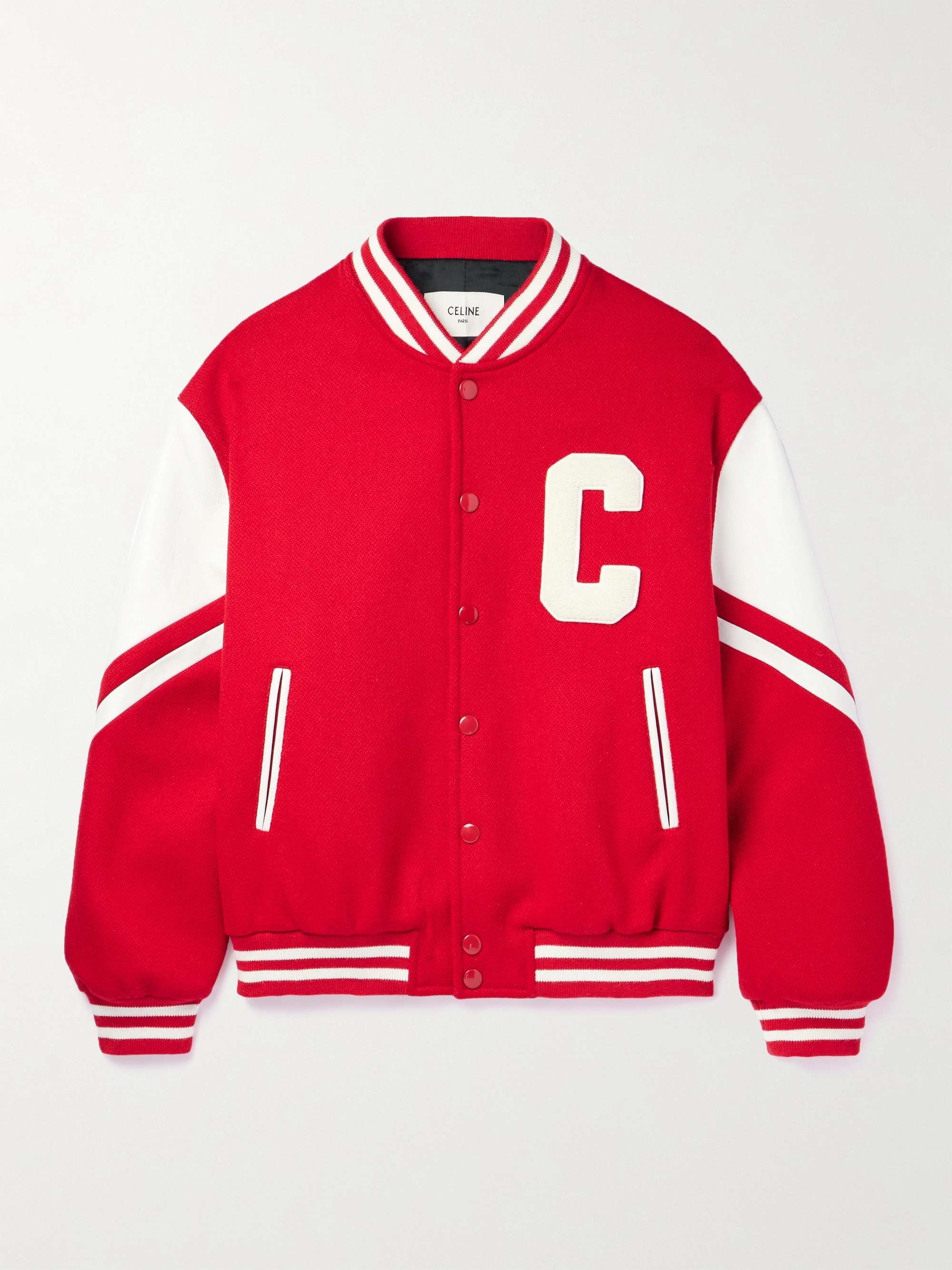 CELINE HOMME Jackson Logo-Appliquéd Wool-Blend Varsity Jacket for Men