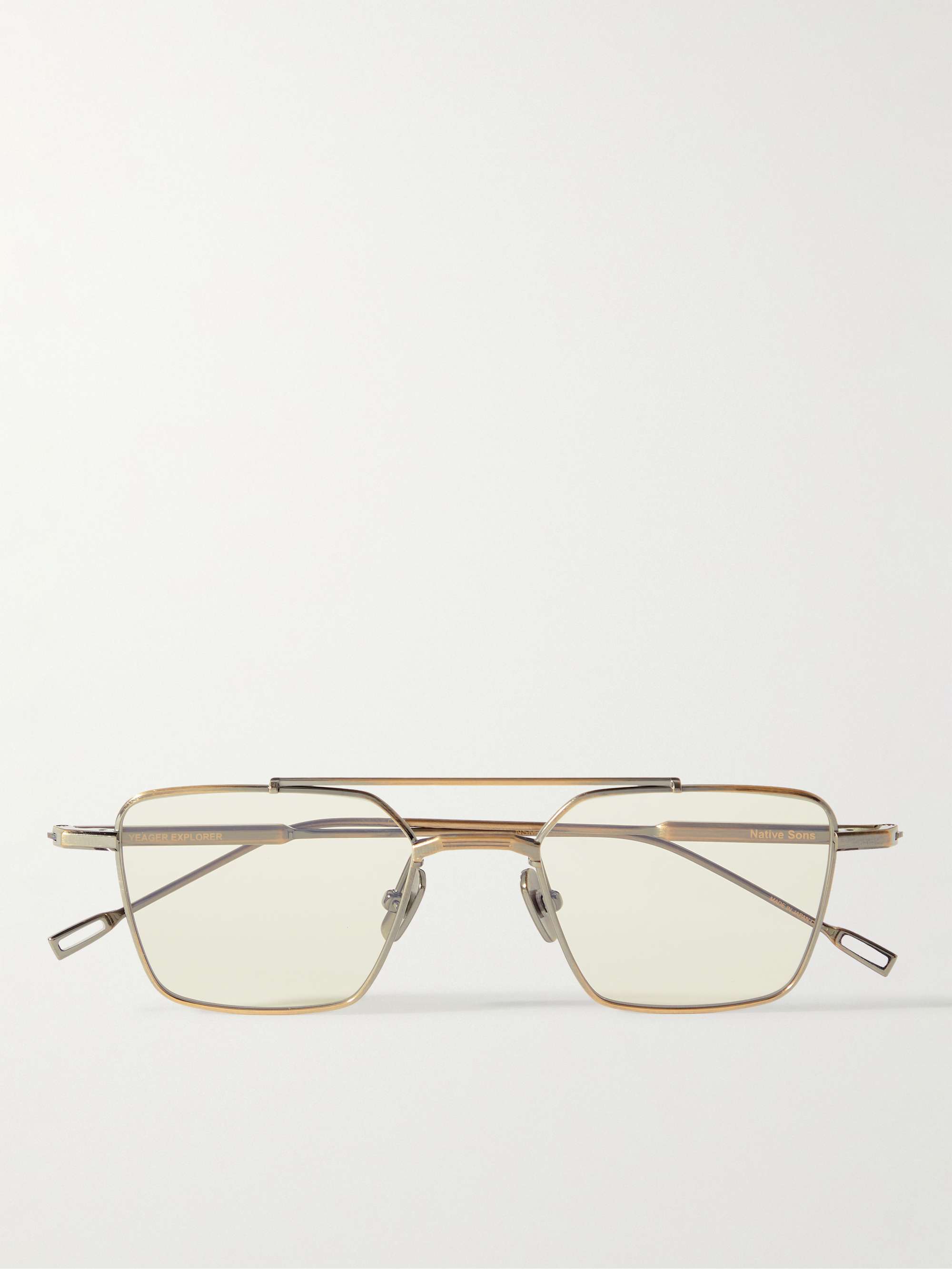Yeager Explorer Square-Frame Gold-Tone Sunglasses
