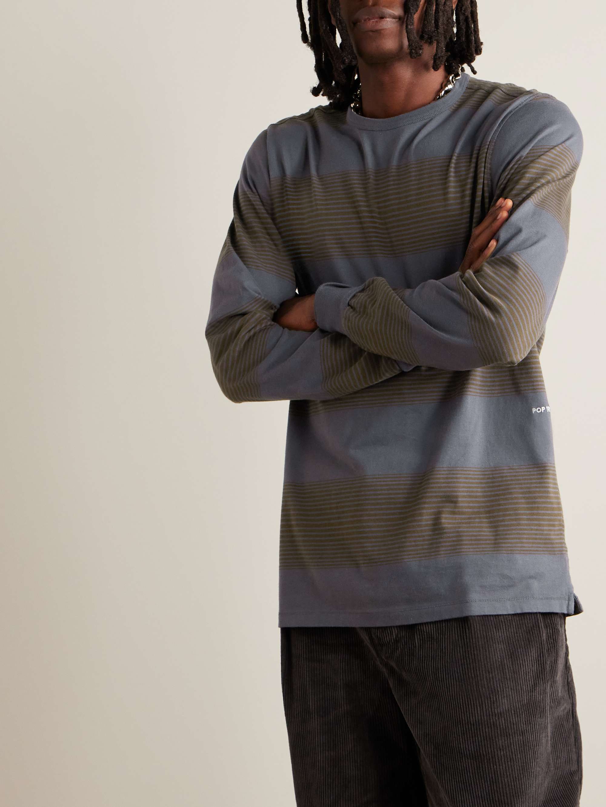 POP TRADING COMPANY Logo-Print Striped Cotton-Jersey T-Shirt for Men | MR  PORTER