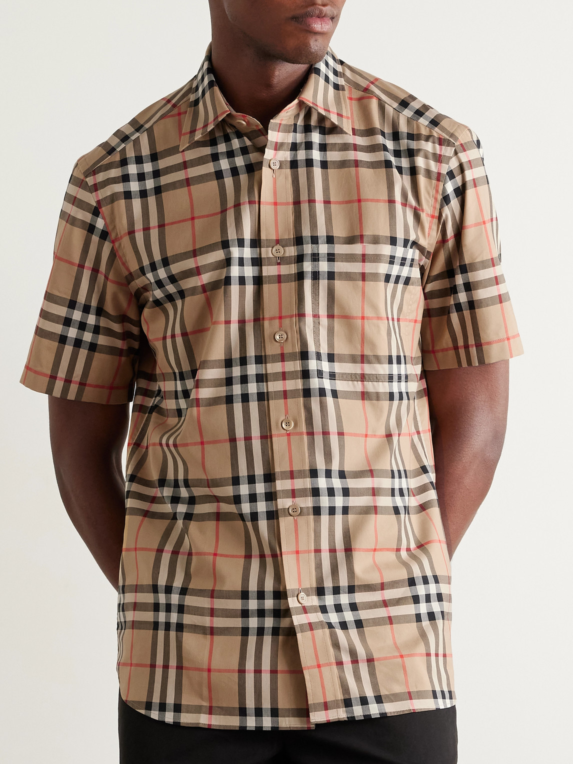  Burberry - Checked Cotton-poplin Shirt - Men - Neutrals - Xl 