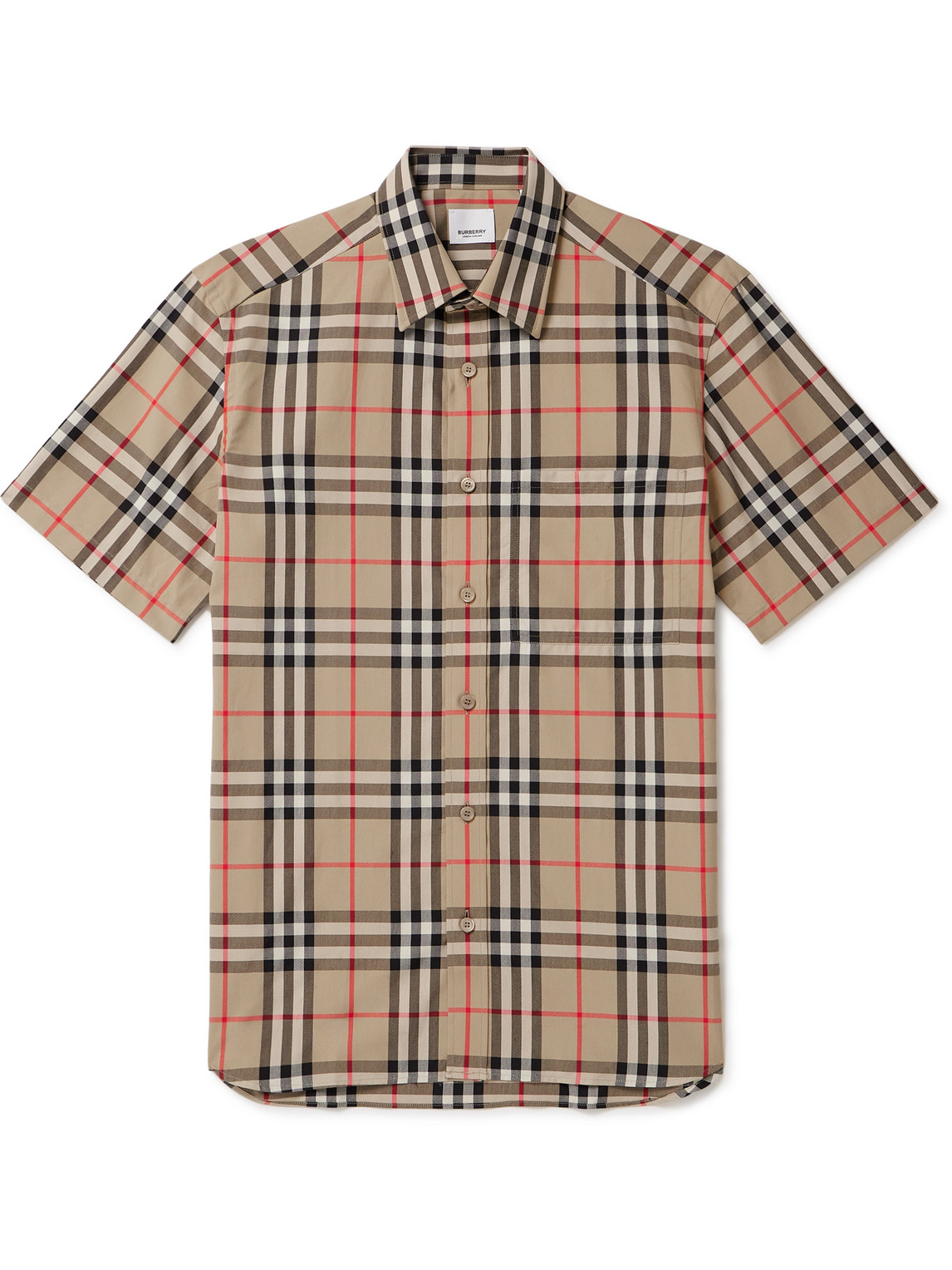 Burberry Short Sleeved Check Cotton Shirt Clothing In White