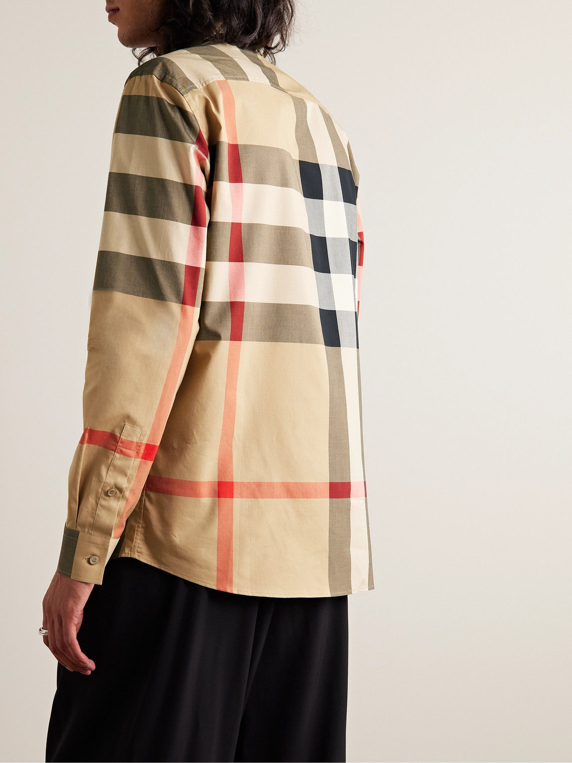 Shop Burberry Checked Cotton-poplin Shirt In Neutrals