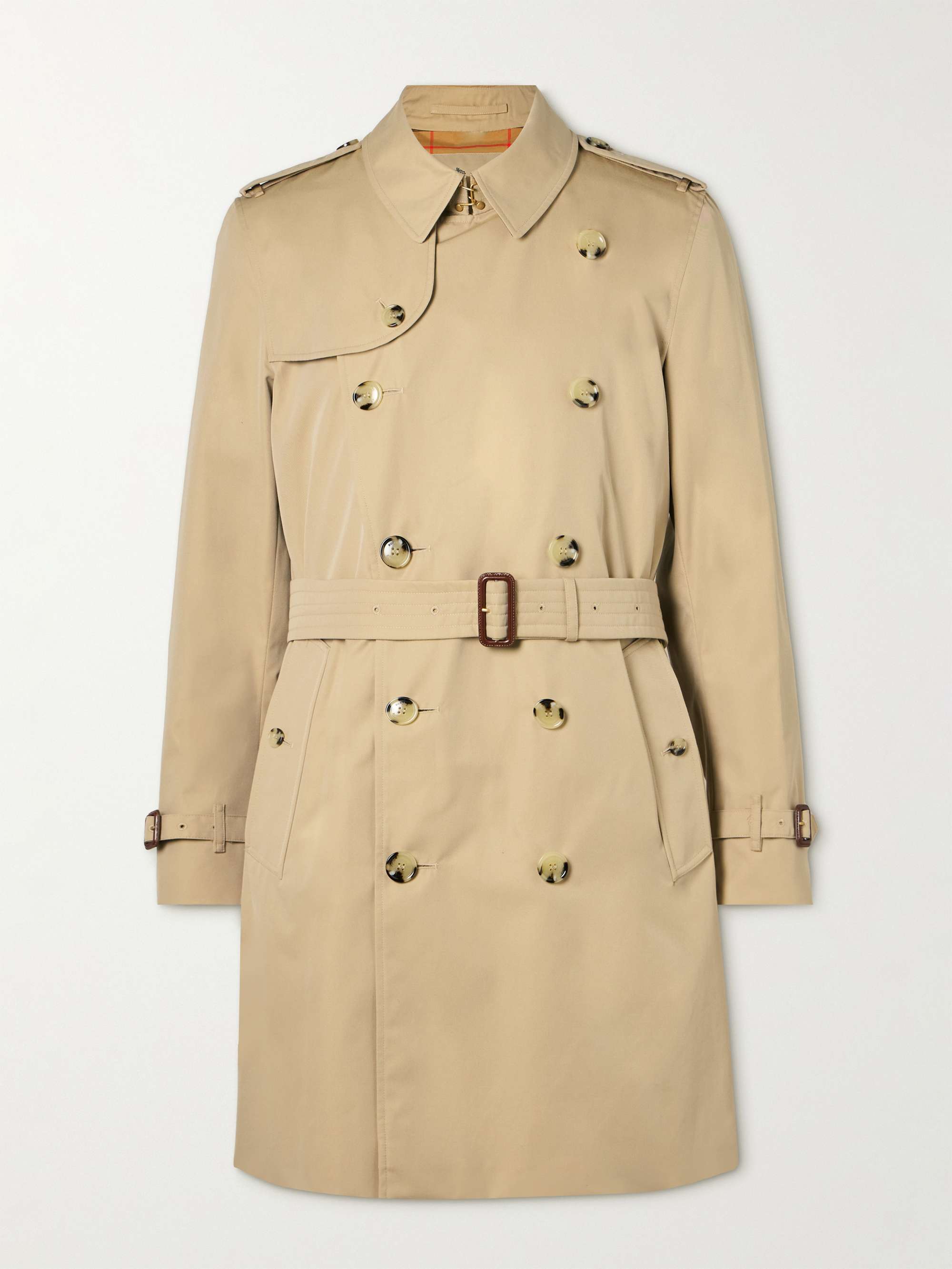 BURBERRY Kensington Belted Double-Breasted Cotton-Gabardine Trench Coat ...