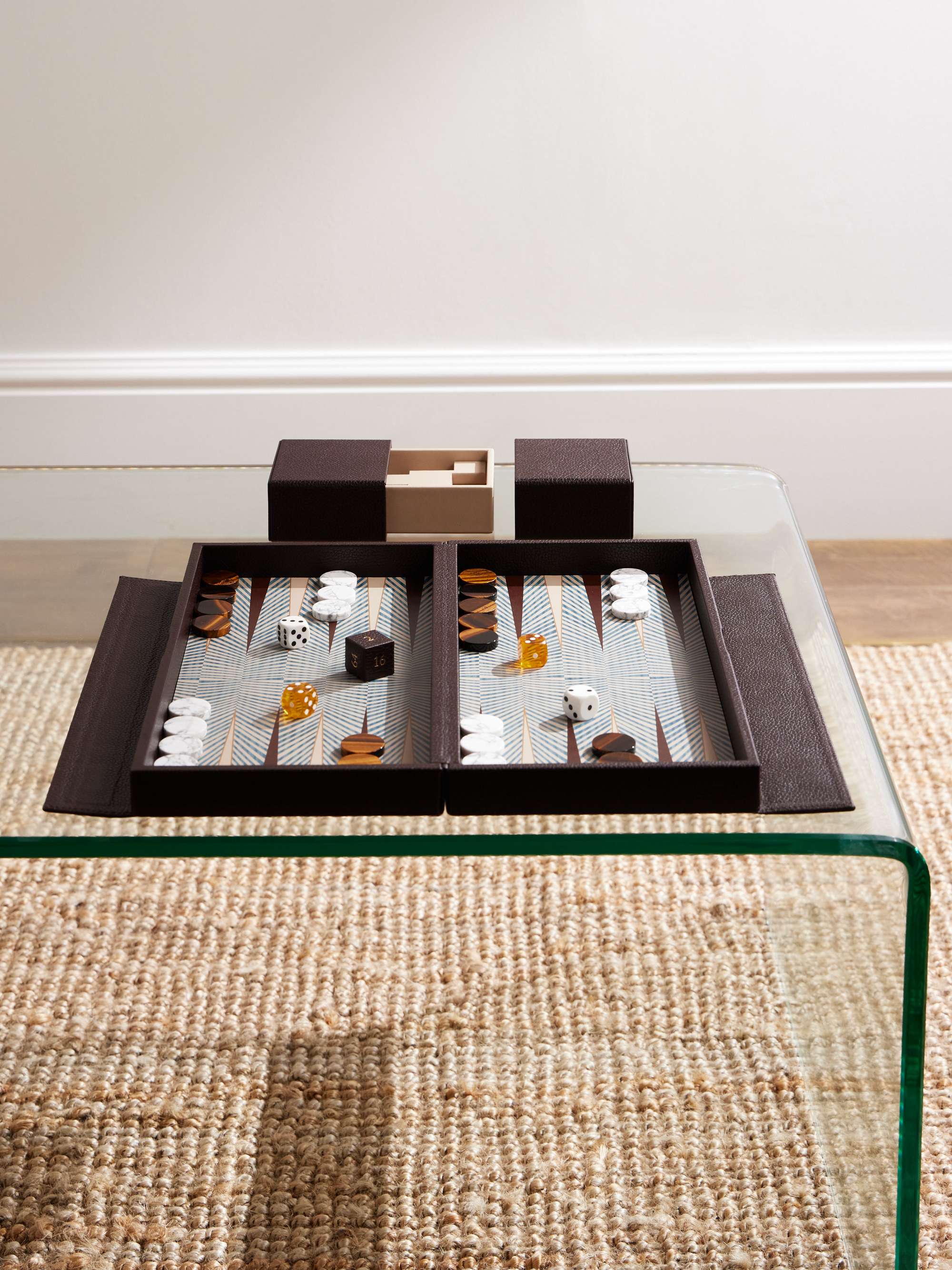 BUCCELLATI Icona Cross-Grain Leather Backgammon Set for Men | MR