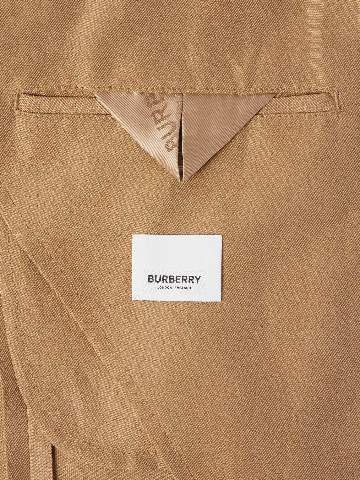 Shop Burberry Slim-fit Unstructured Wool And Linen-blend Suit Jacket In Brown