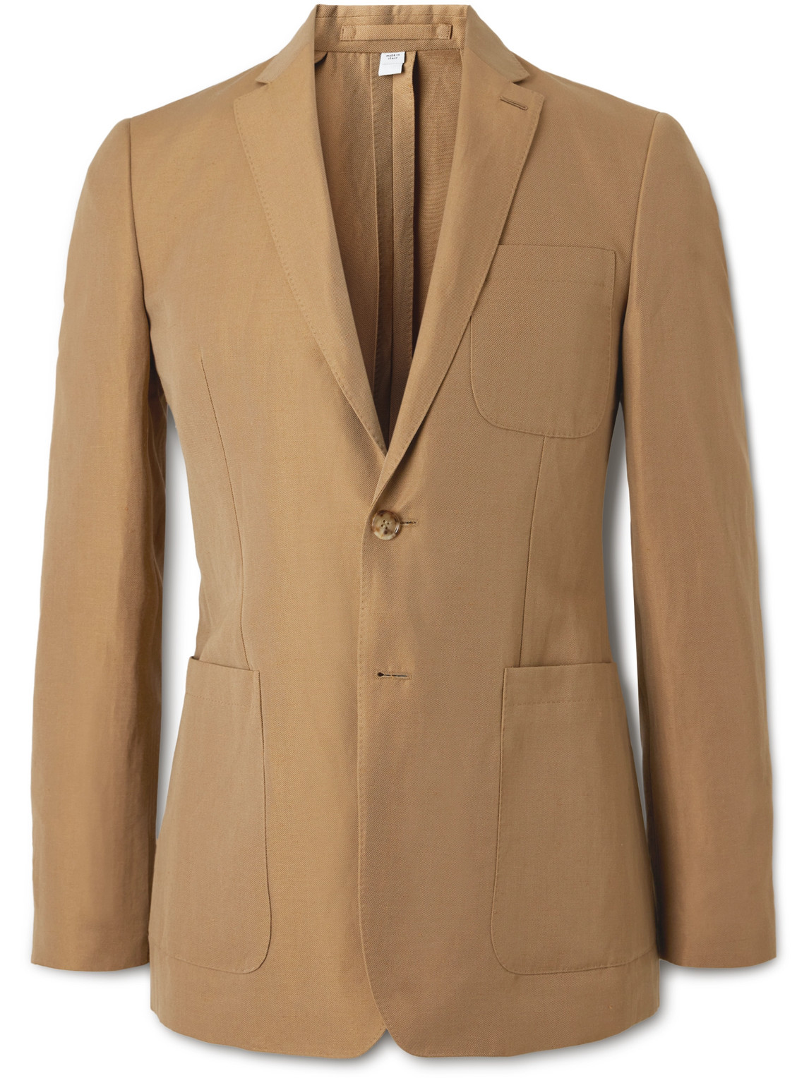 Burberry Slim-fit Unstructured Wool And Linen-blend Suit Jacket In Brown